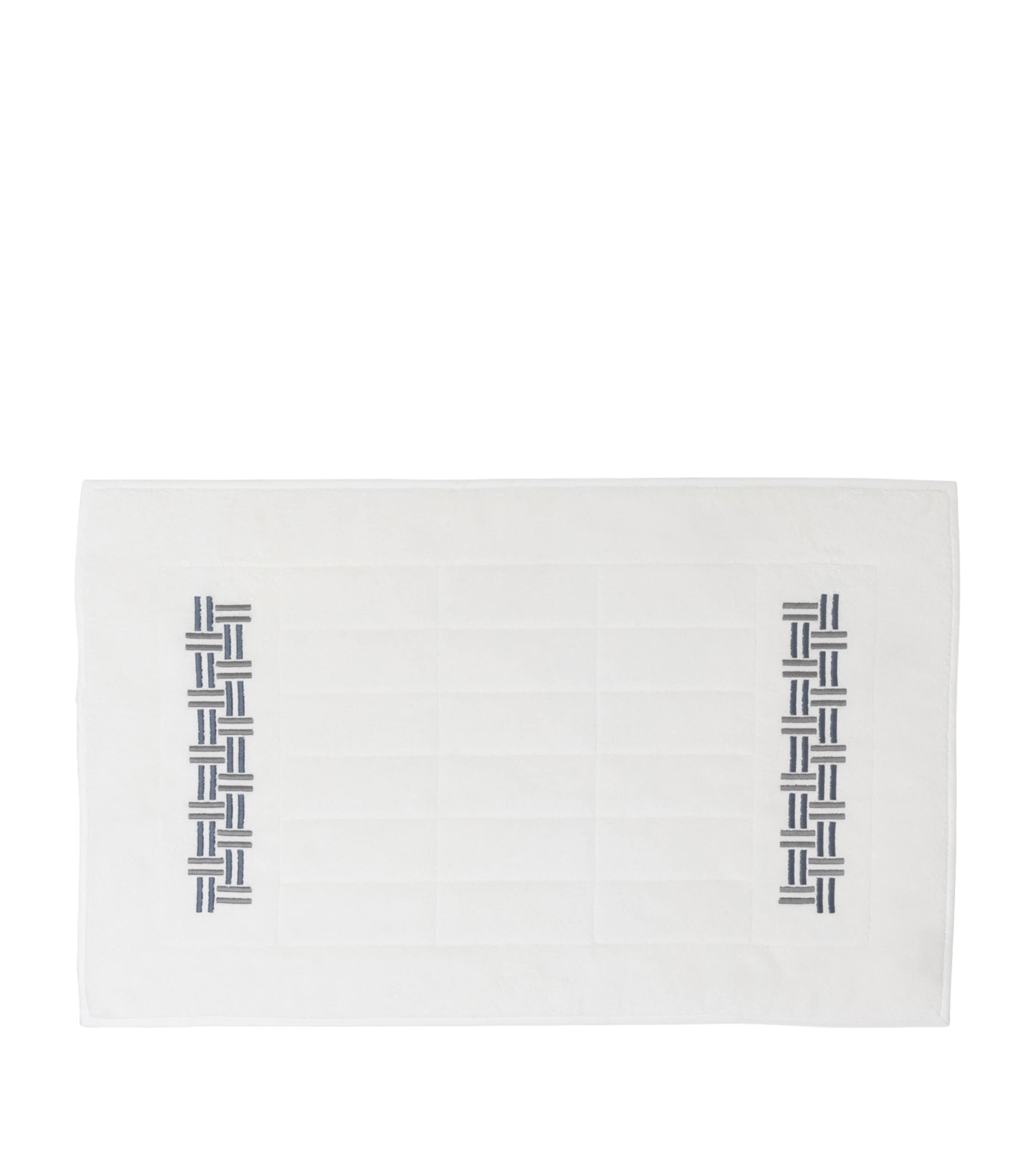 Basket Weave Bath Mat (54cm x 87cm) 8E23 - STEEL BLUE/GR Image 2