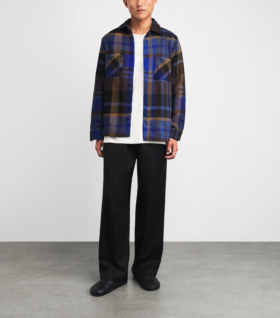Wax London Mens Check Whiting Overshirt Blue / Brown Image 2