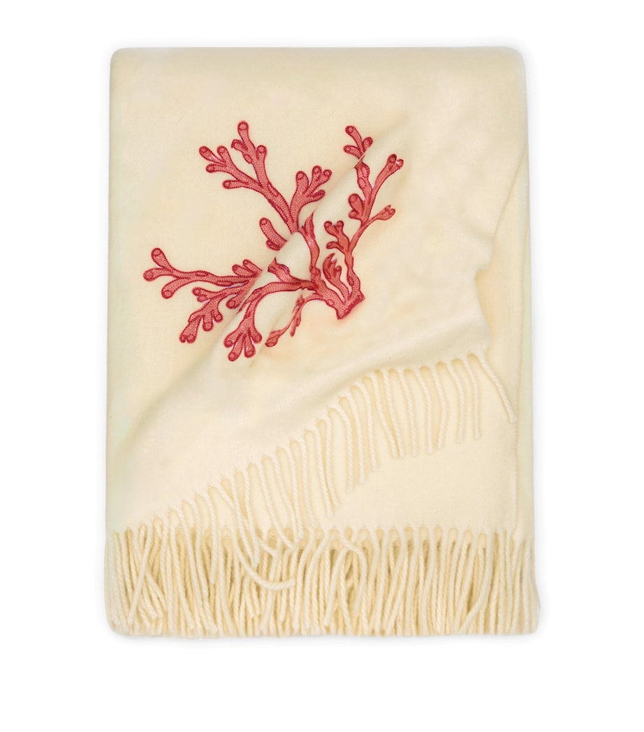 Virgin Wool Red Coral Throw (132cm × 159cm) CREAM WOOL Image 1