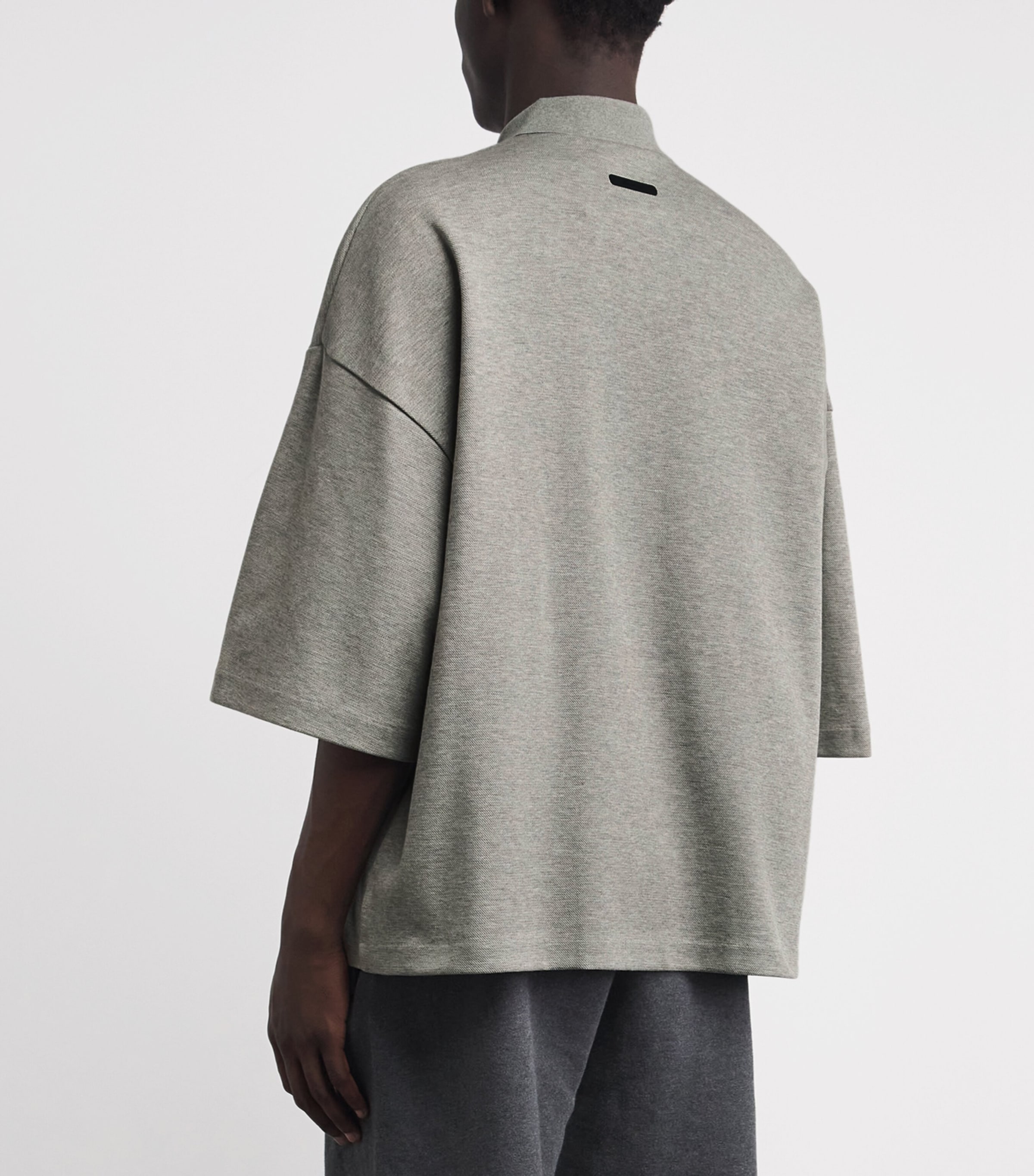 FEAR OF GOD ESSENTIALS Mens Cotton-Blend Signature Polo Shirt Concrete Heather Image 5