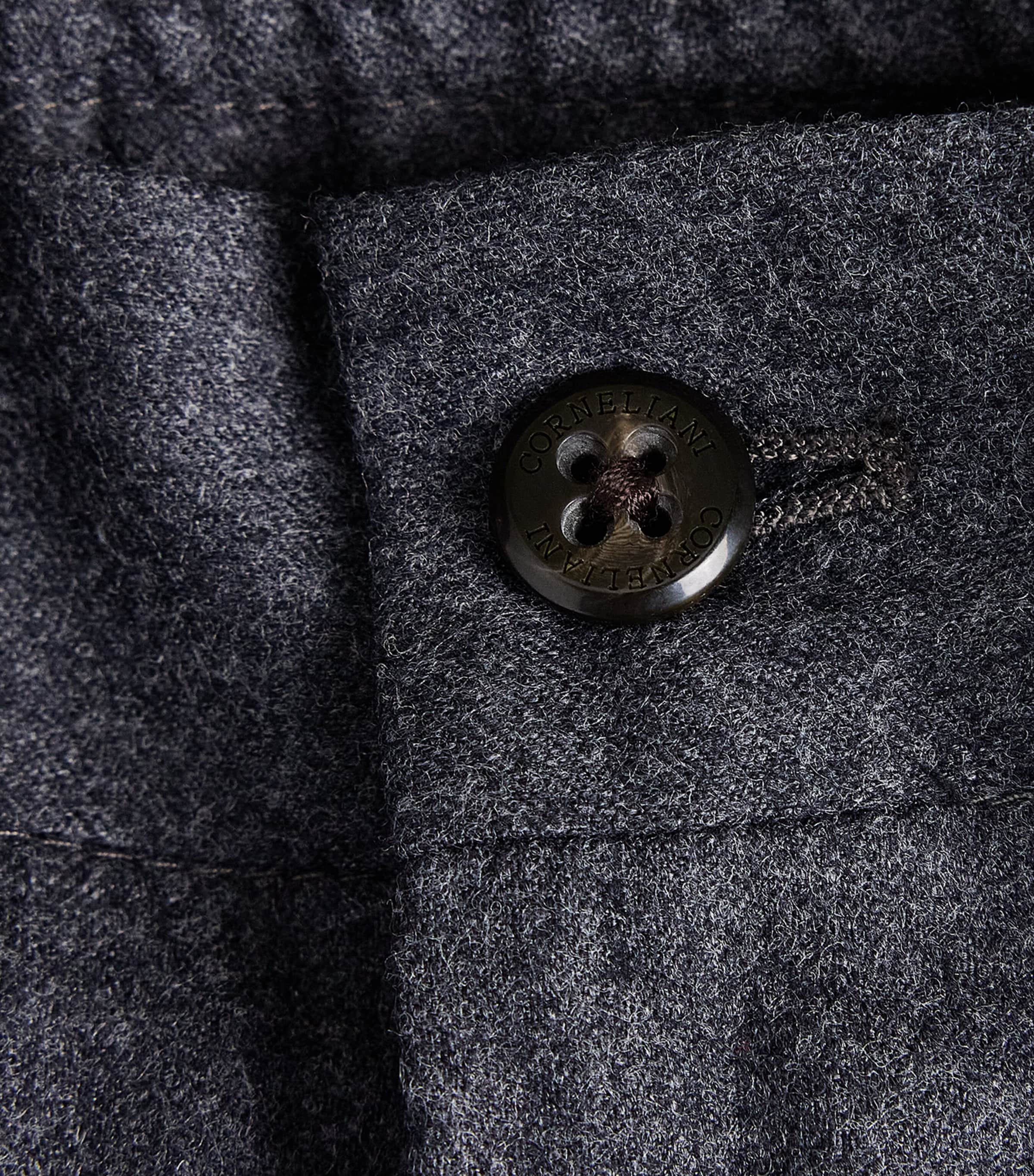 Corneliani Mens Virgin Wool Drawstring Trousers Gry Melange Drk Image 6