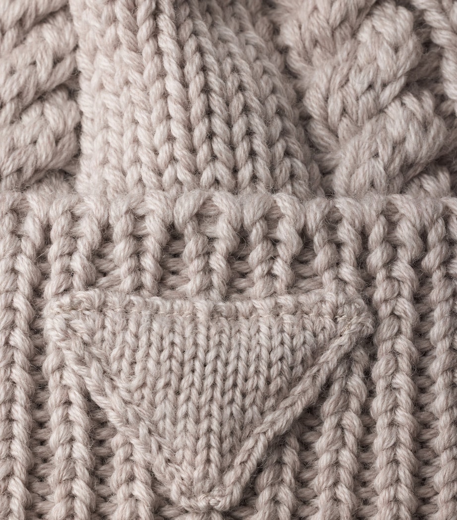 Prada Virgin Wool Triangle Beanie Neutral Image 2