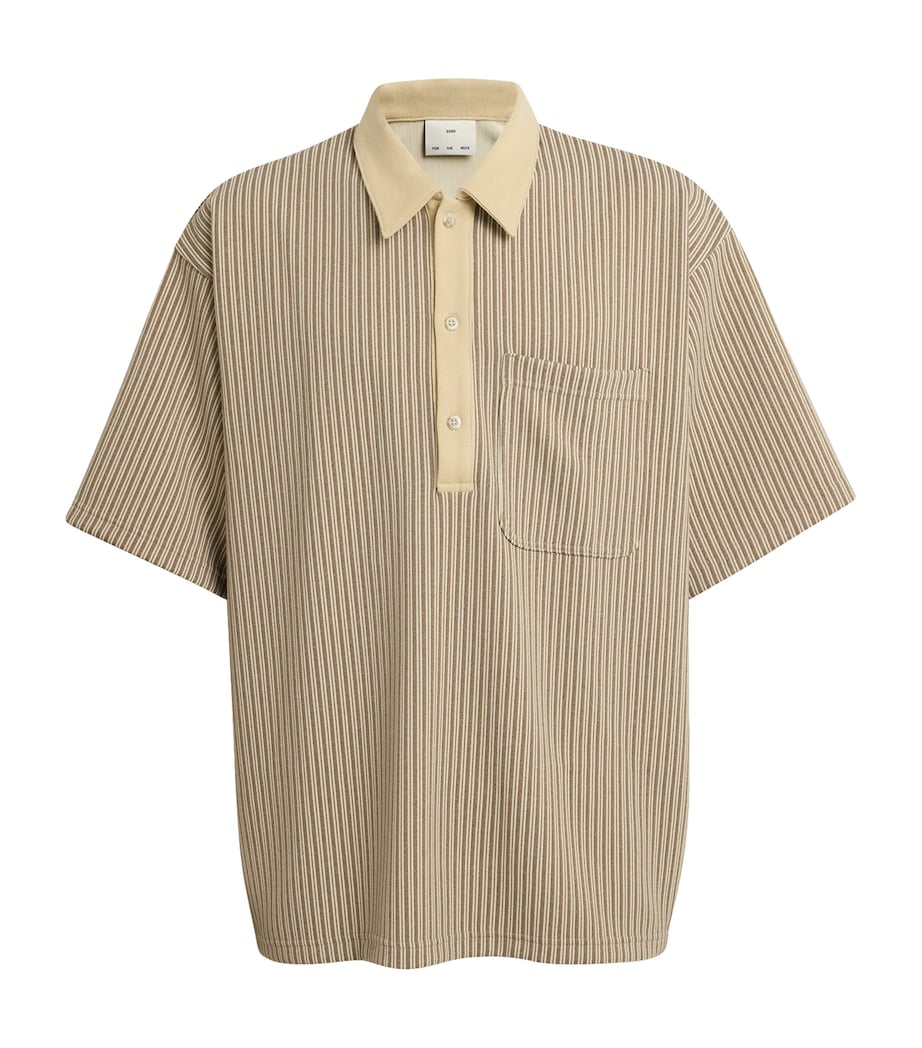 Stripe Gym Polo Shirt BEIGE Image 1
