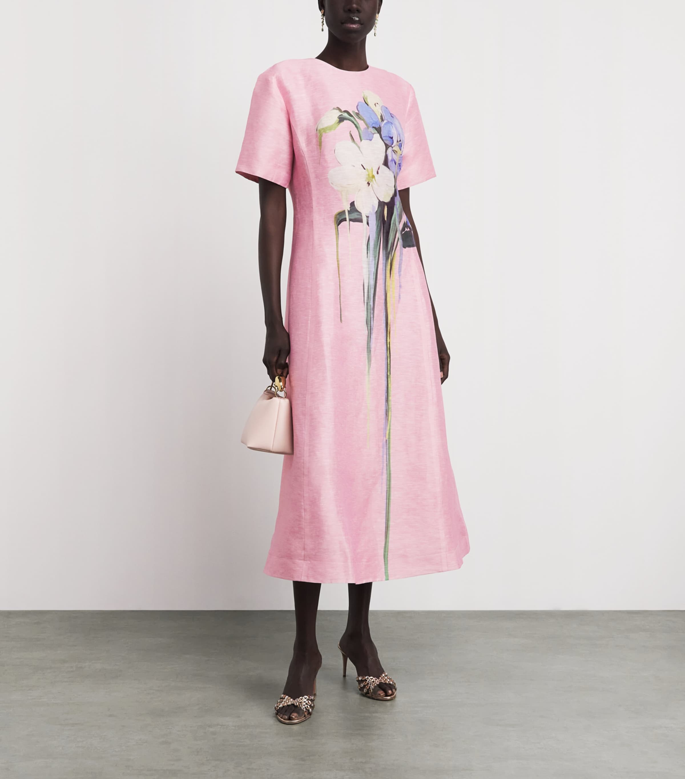 leo lin caroline dress LEO LIN - Caroline Lace Short Sleeves Midi Dress