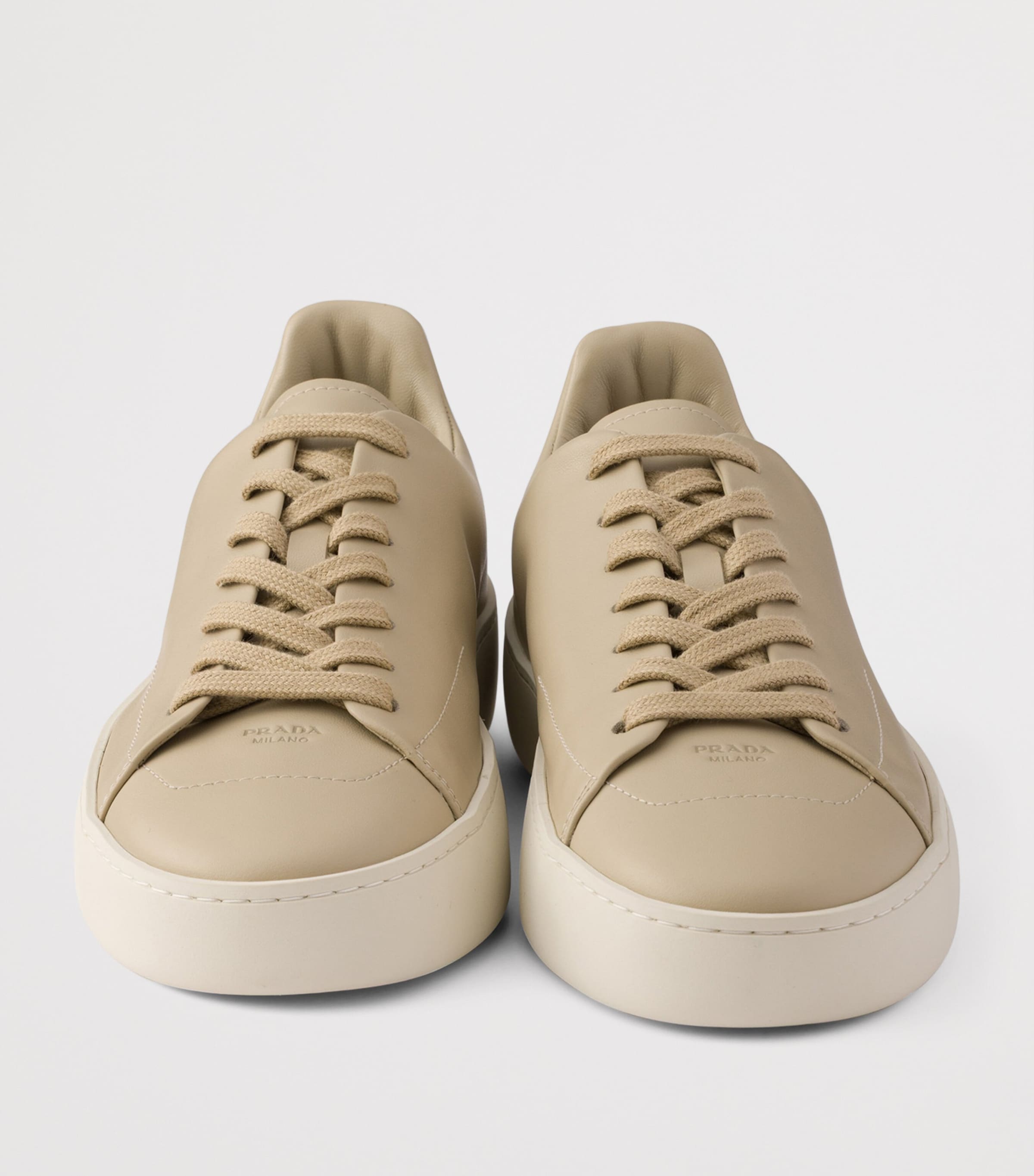 Prada Leather Court Sneakers Neutral Image 5