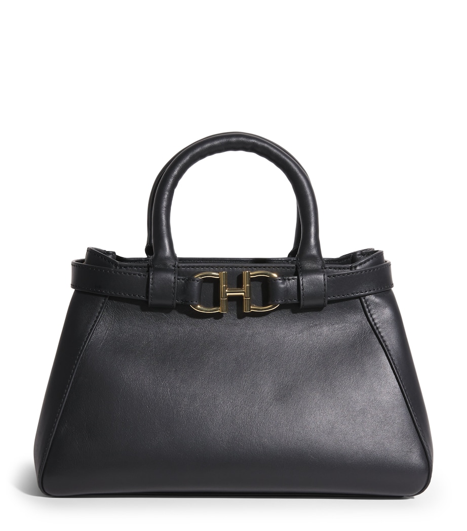 Harrods Small Leather Grace Top-Handle Bag Black Image 1