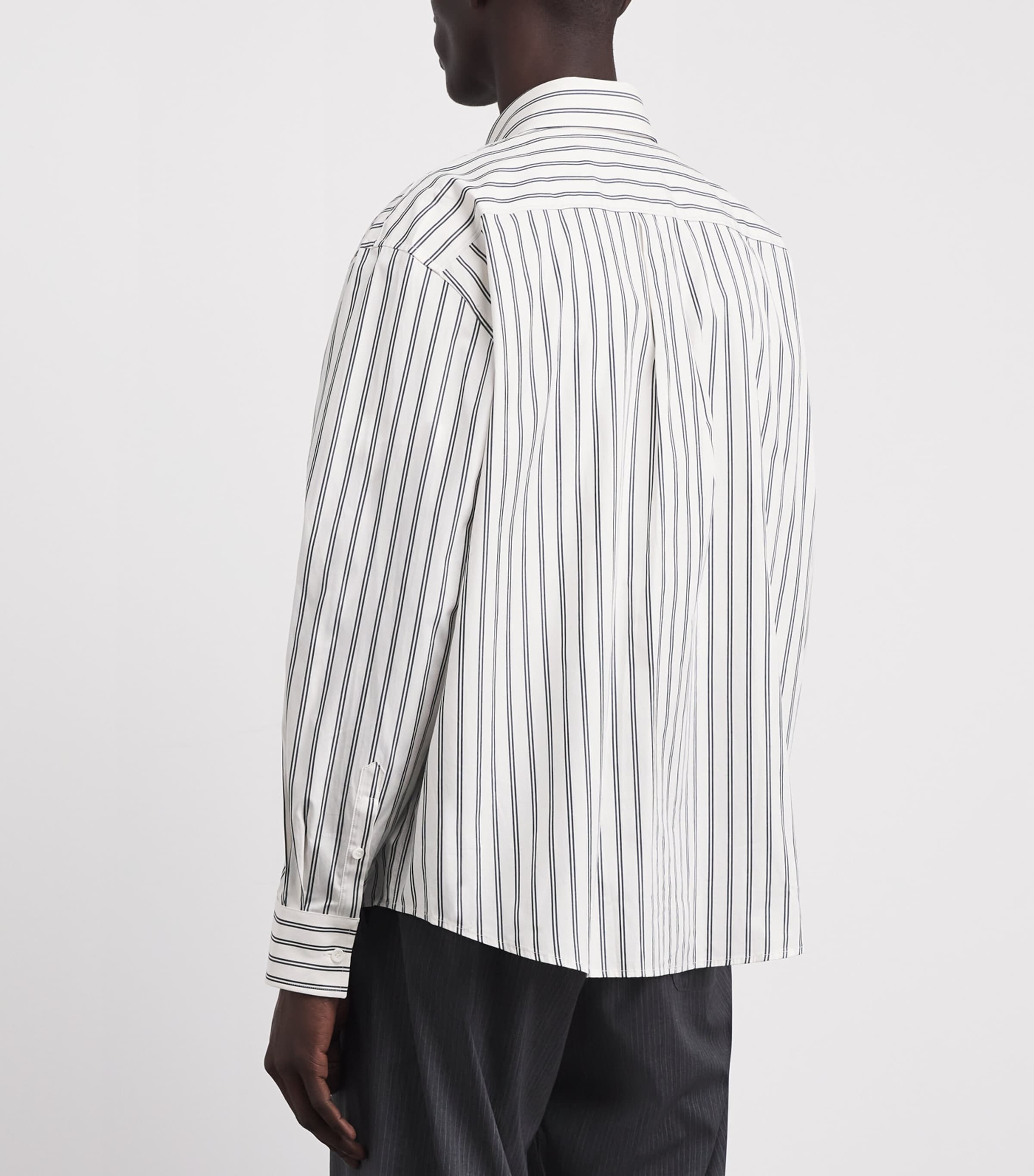 Sandro Paris Mens Cotton Stripe Shirt White / Navy Image 5