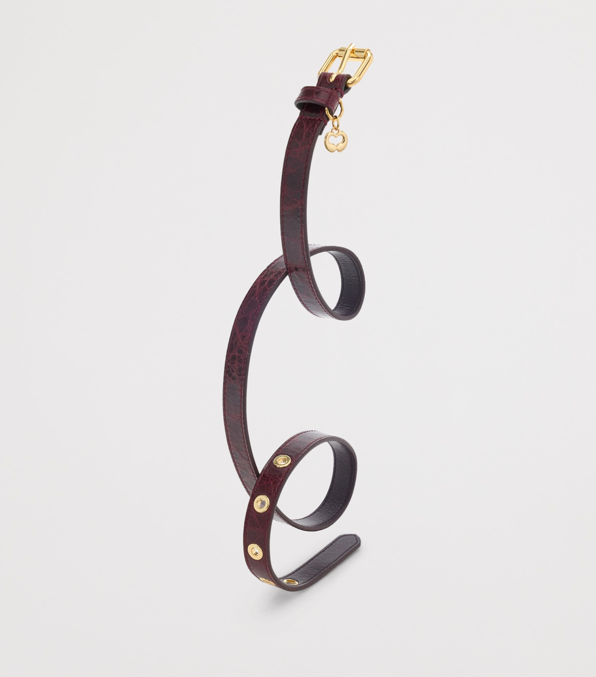 Maje Leather Eyelet Slim Belt Burgundy Image 4