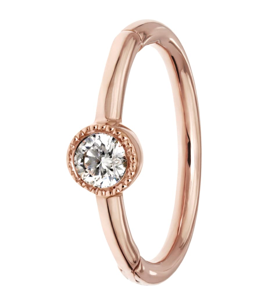 Rose Gold Scalloped Diamond Hoop Earring (8mm) ROSE GOLD Image 1