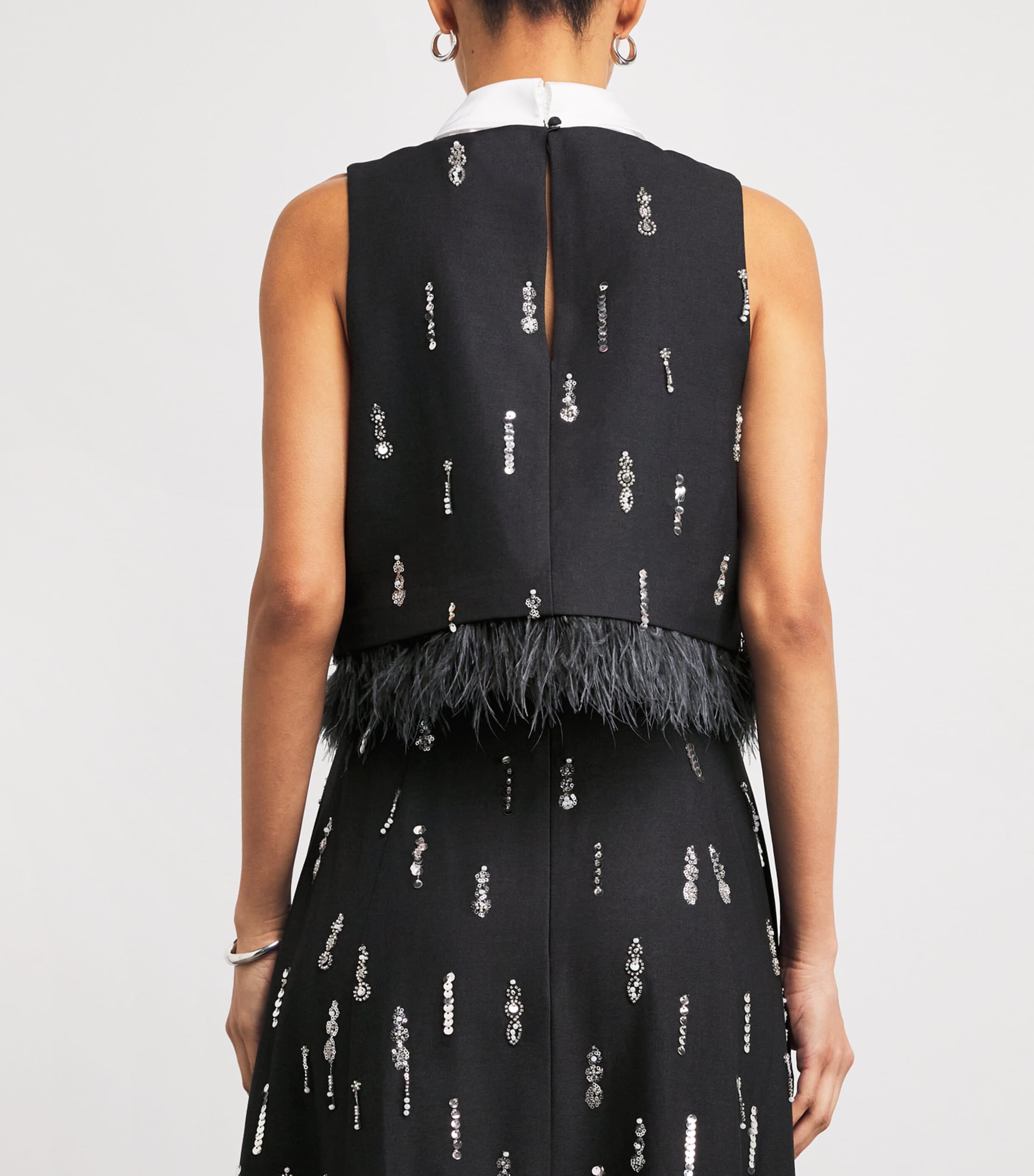 Feather-Sequin Seline Tailored Top CHARCOAL MULTI Image 4