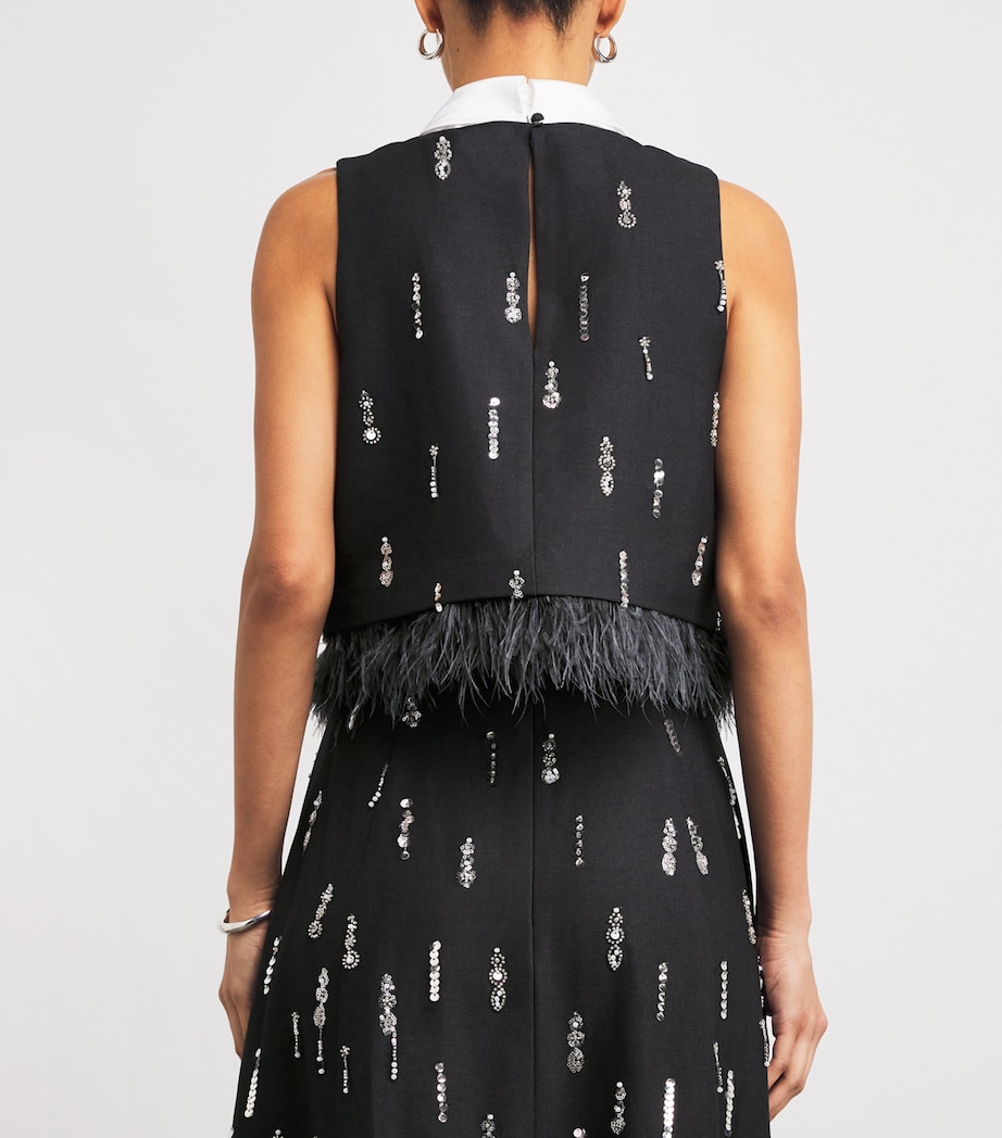 Feather-Sequin Seline Tailored Top CHARCOAL MULTI Image 4