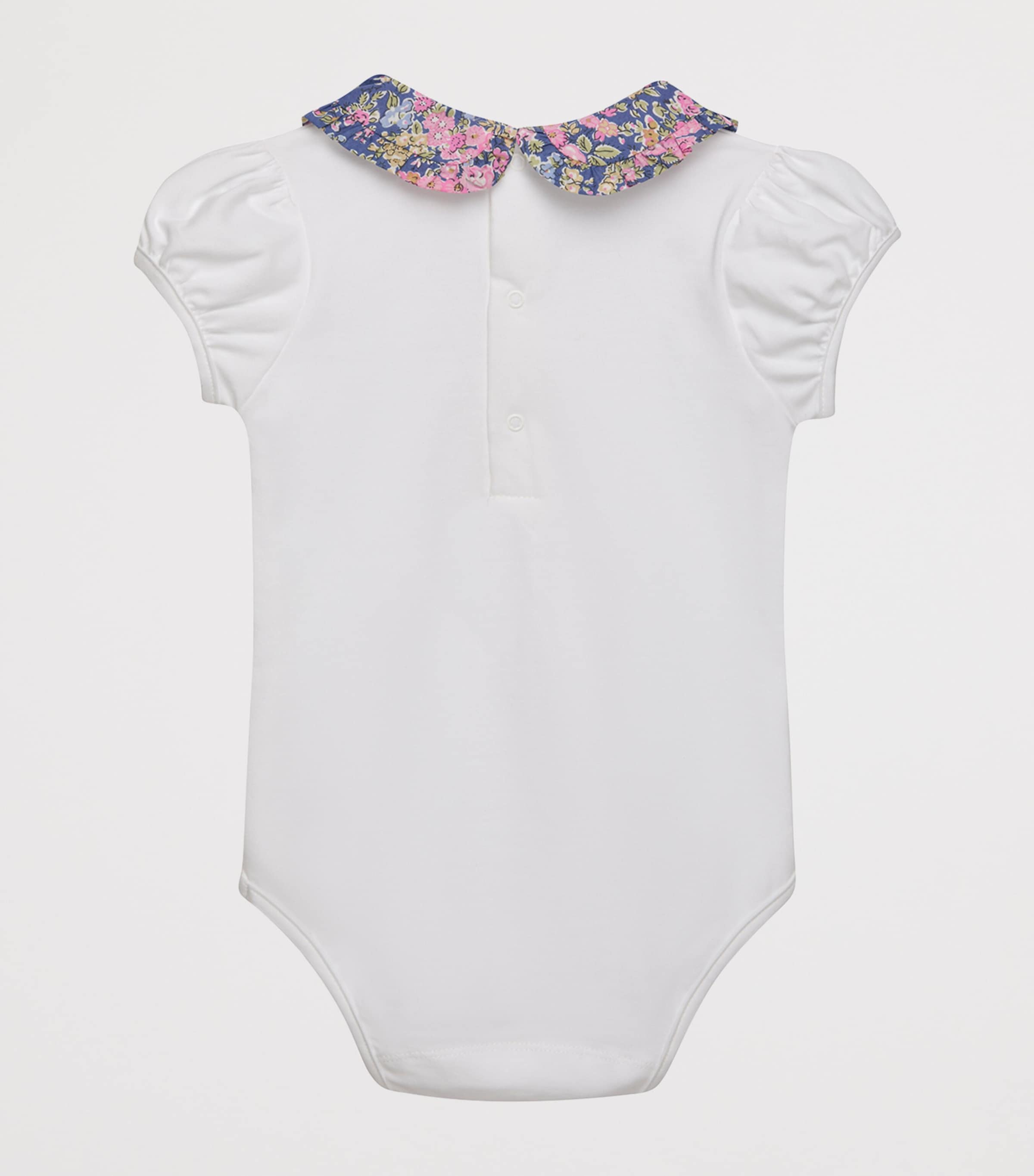 Trotters Stretch-Cotton Liberty Print Collar Bodysuit (6-24 Months) White Image 2