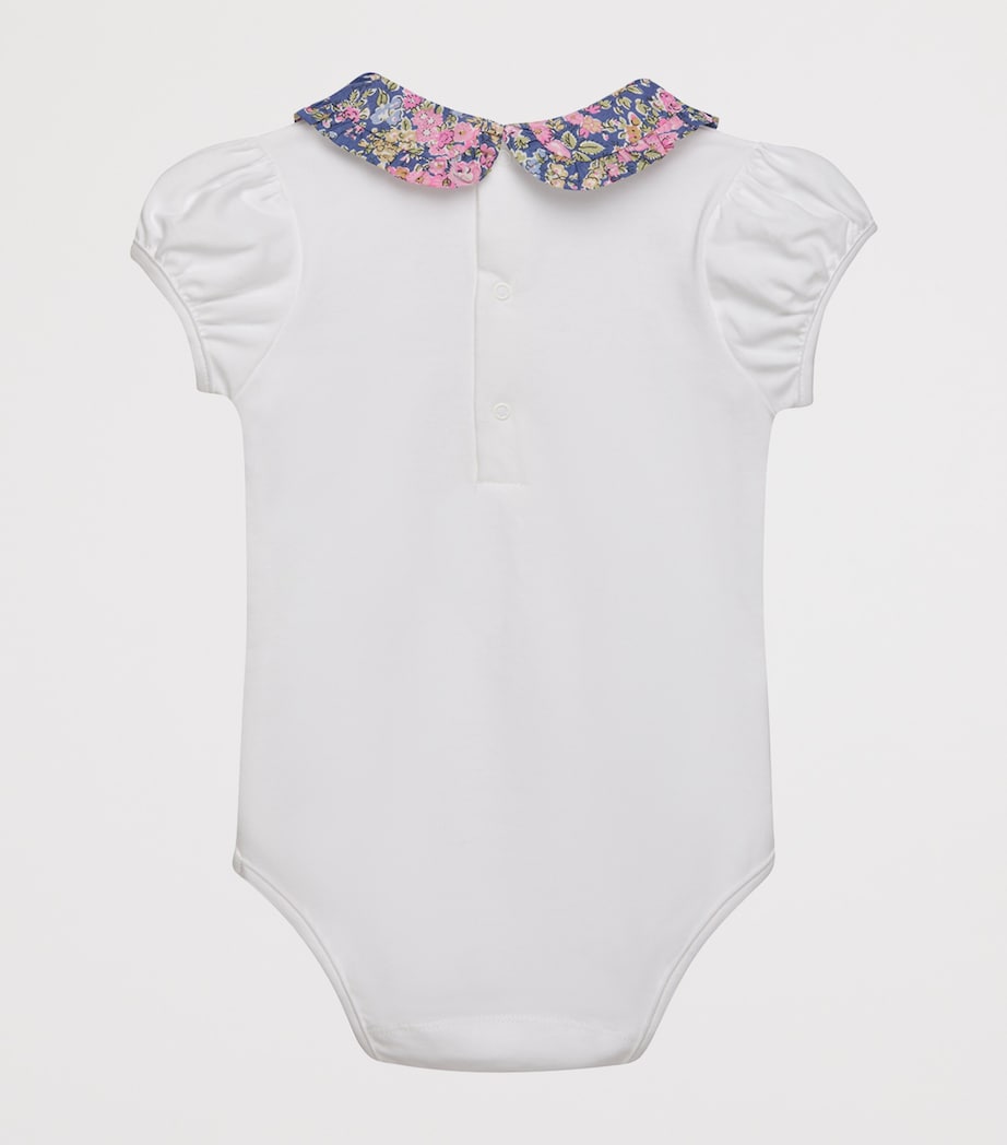 Trotters Stretch-Cotton Liberty Print Collar Bodysuit (6-24 Months) White Image 2