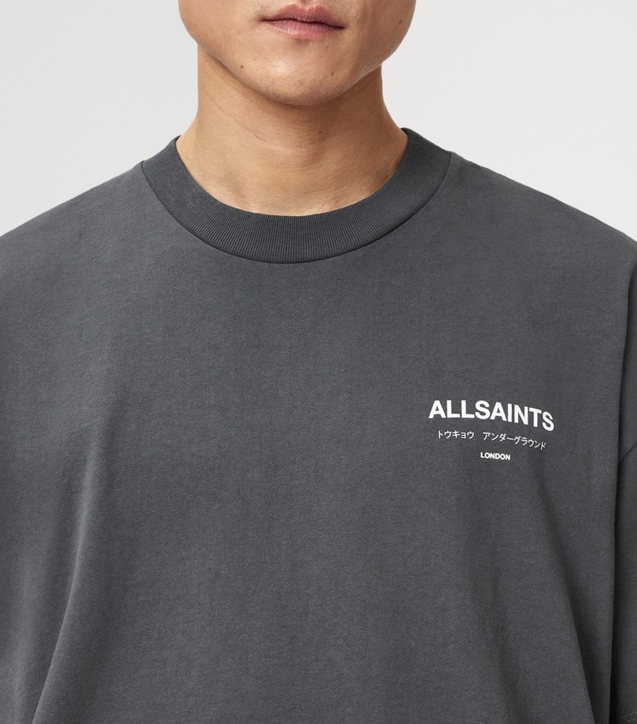 AllSaints Mens Organic Cotton Underground T-Shirt Dark Steel Blue Image 6