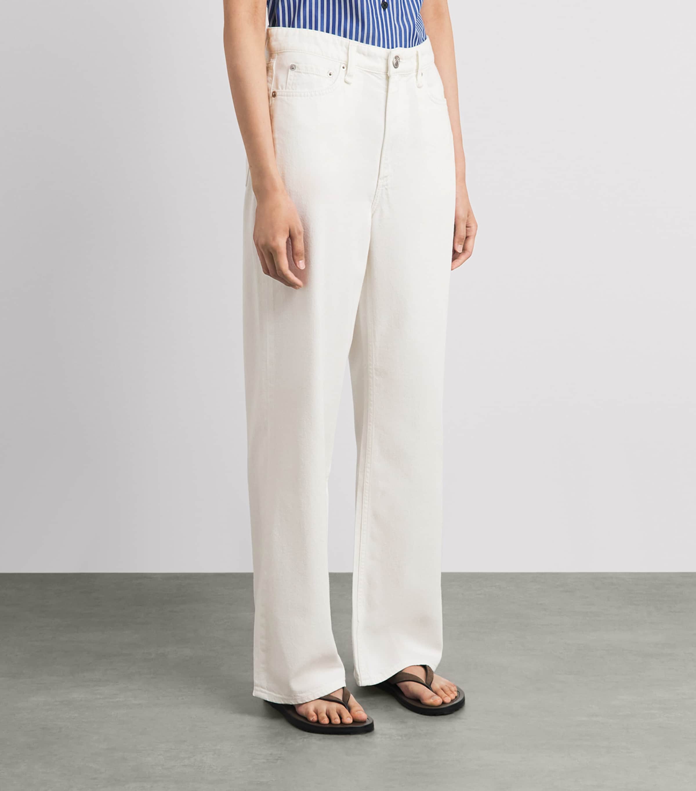 Rag & Bone Womens Featherweight Logan Mid-Rise Wide-Leg Jeans Opticwht Image 4