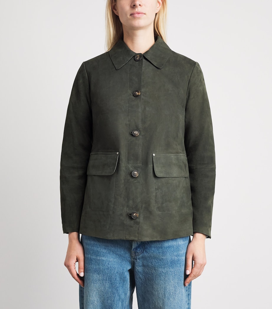Vince Womens Suede Barn Jacket Dk Thyme Image 4