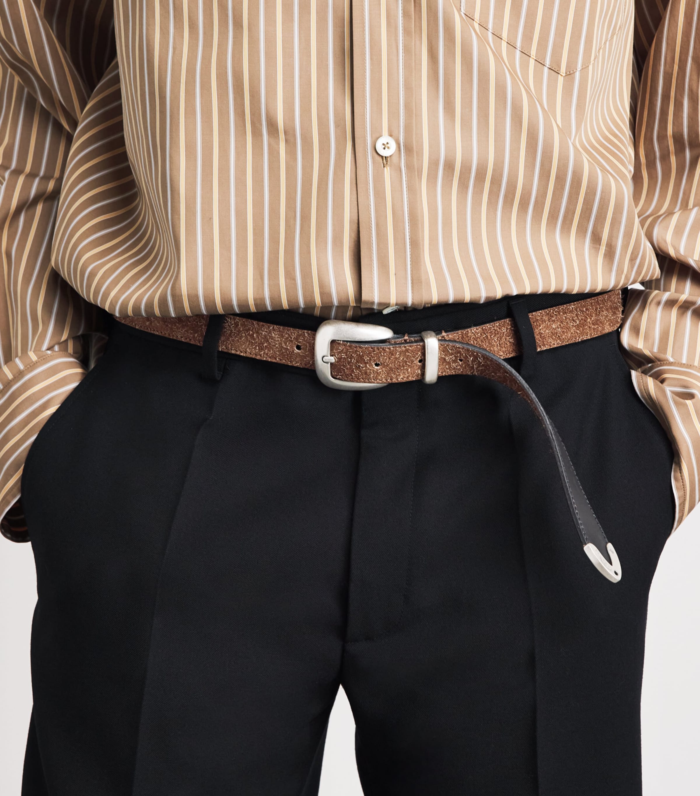 Molebo Suede Western Belt Brown Suede Image 2