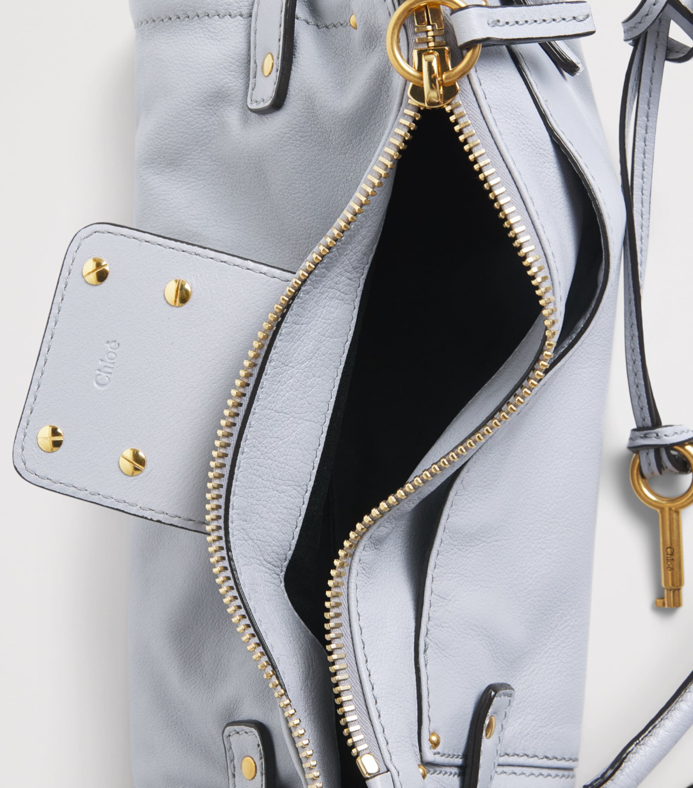 Chloé Small Leather Paddington Top-Handle Bag Greyish Blue Image 4