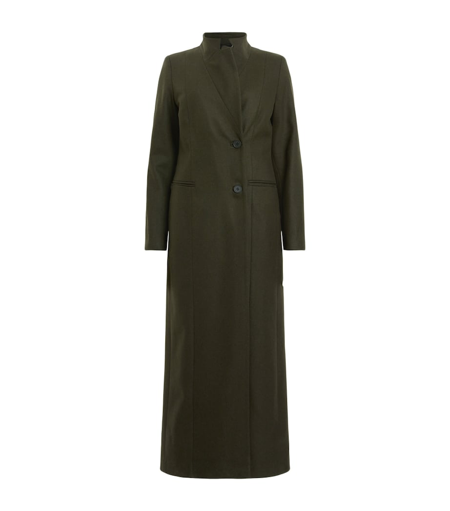 AllSaints Womens Wool-Blend Sonnie Coat Khaki Green Image 1