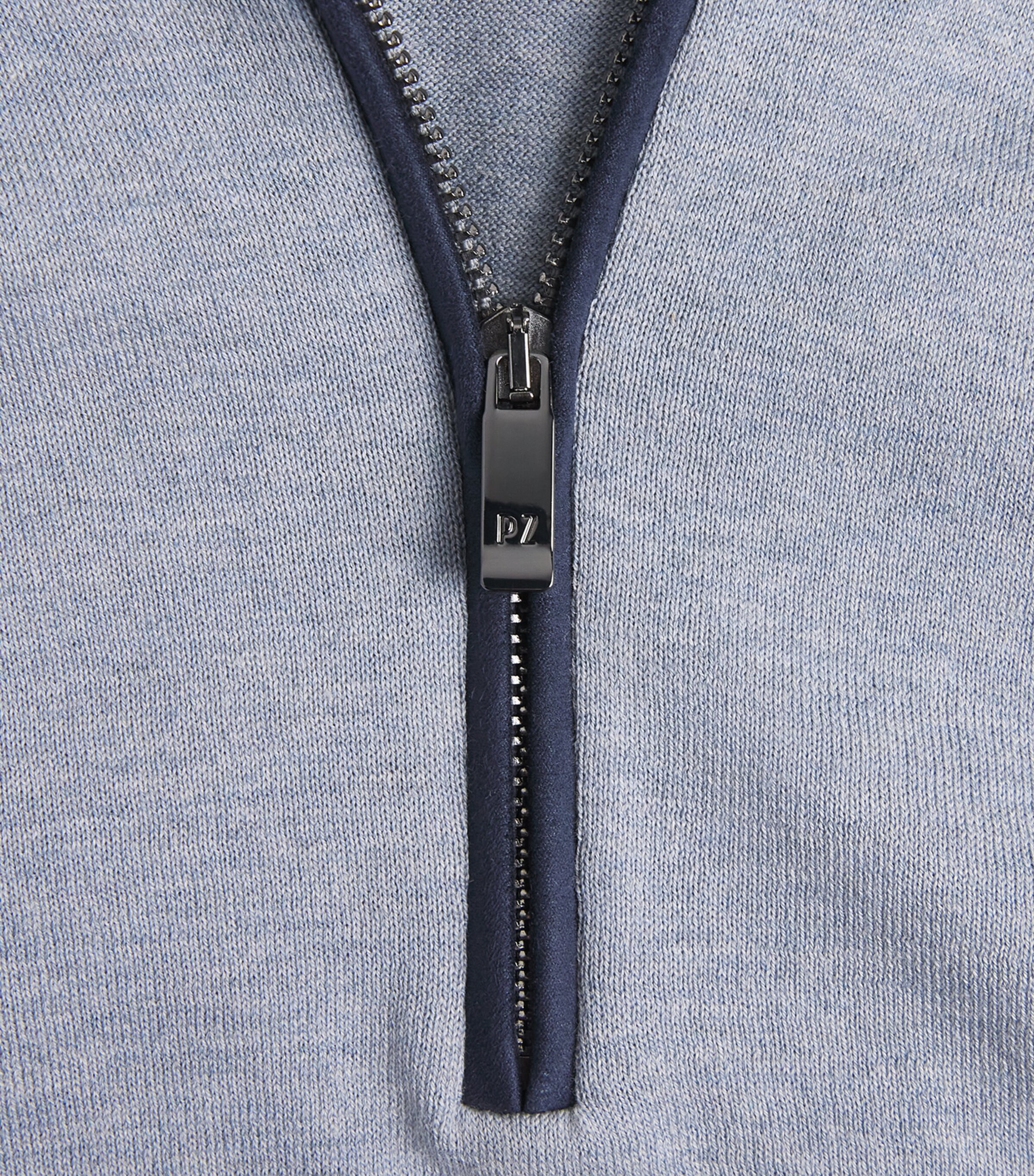 Pal Zileri Mens Cotton Zip-Up Polo Shirt Light Blue Image 6