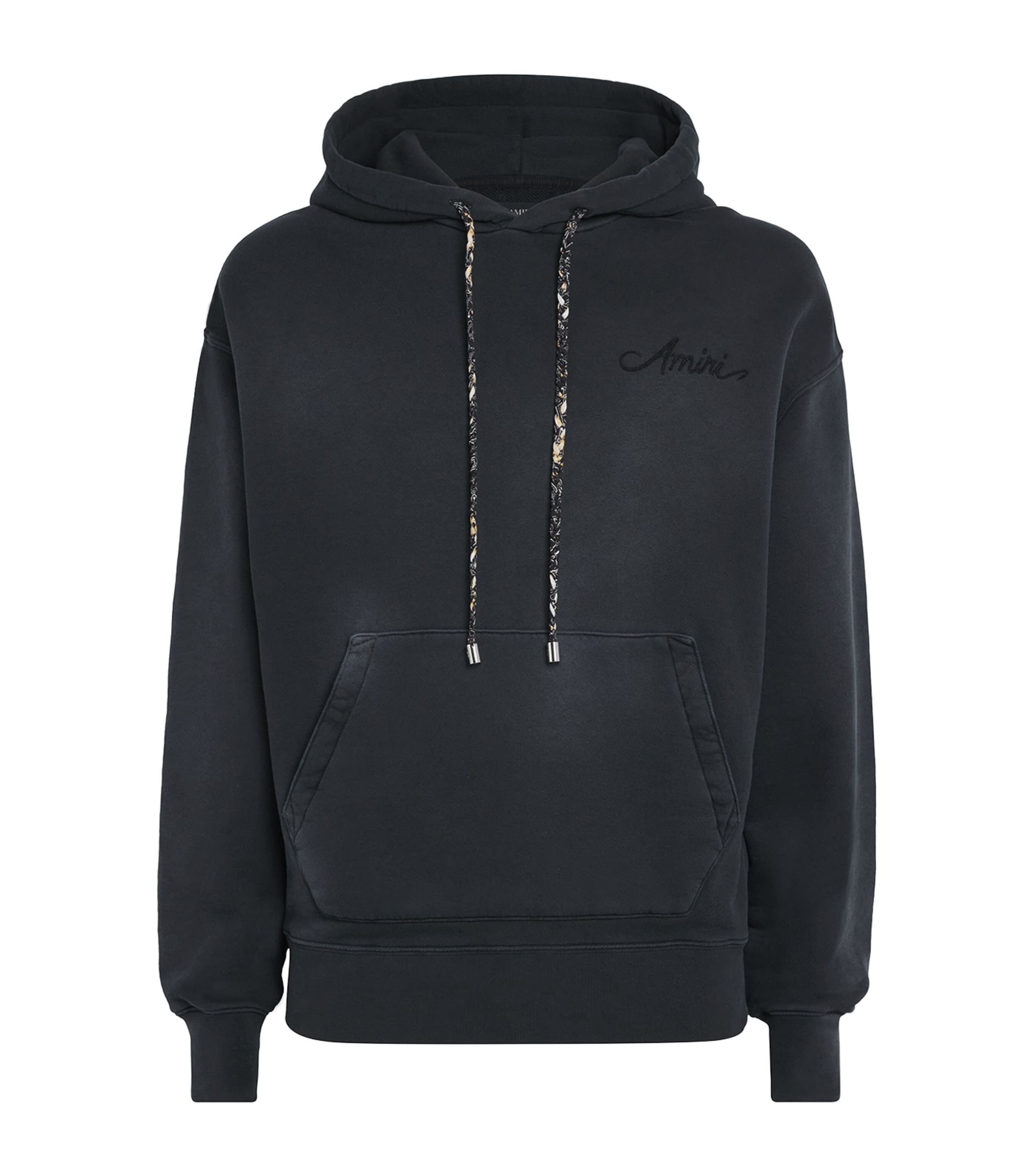 AMIRI Mens Cotton Bleach Bandana Hoodie Black Image 1