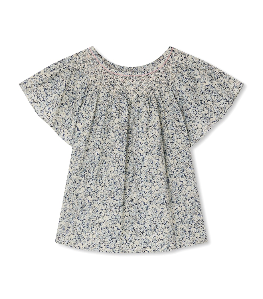 Bonpoint Cotton Floral Print Nella Blouse (10-14 Years) Fl Bleu De Prusse Image 1