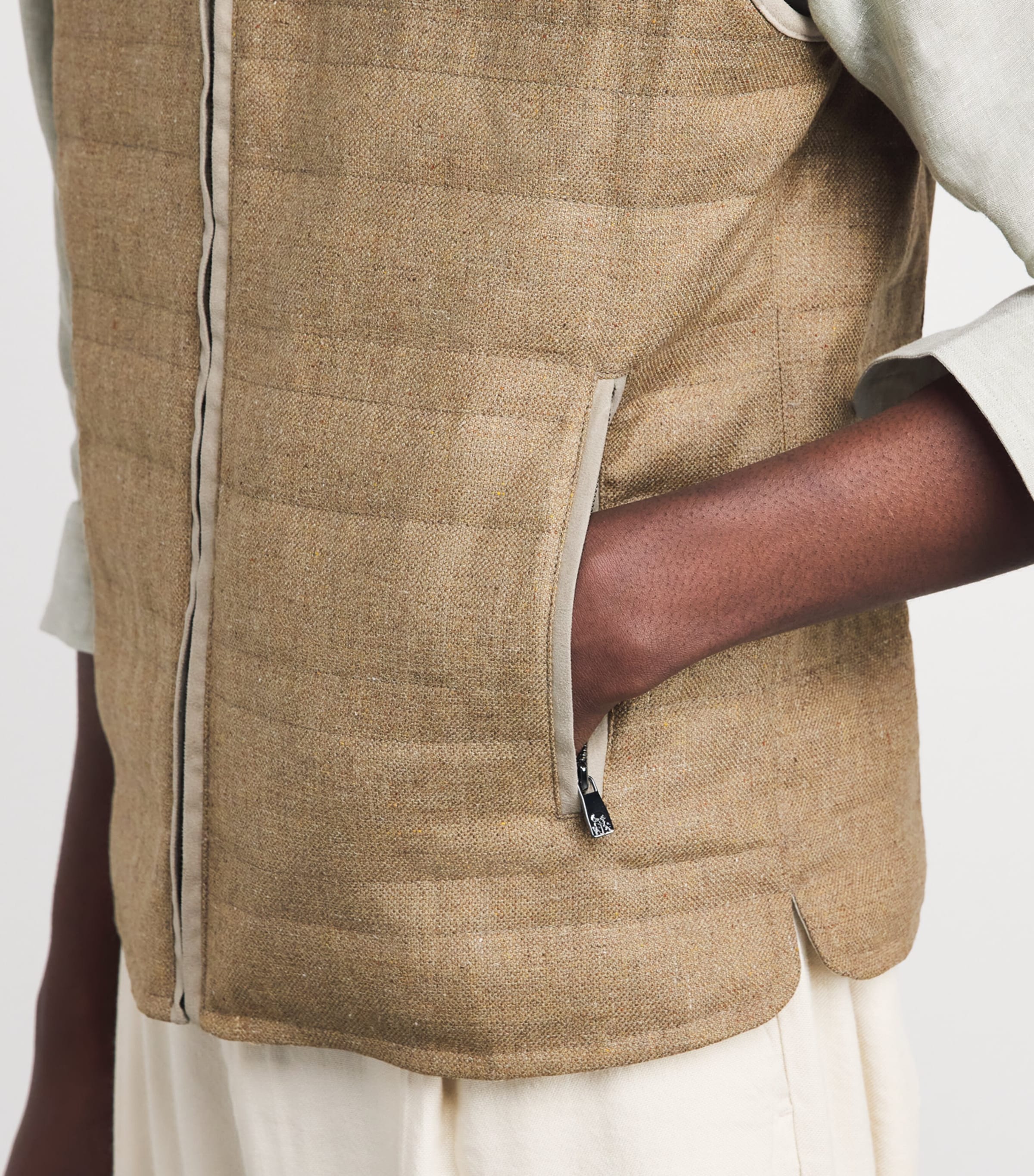 Corneliani Mens Reversible Padded Gilet Natural / Beige Image 3