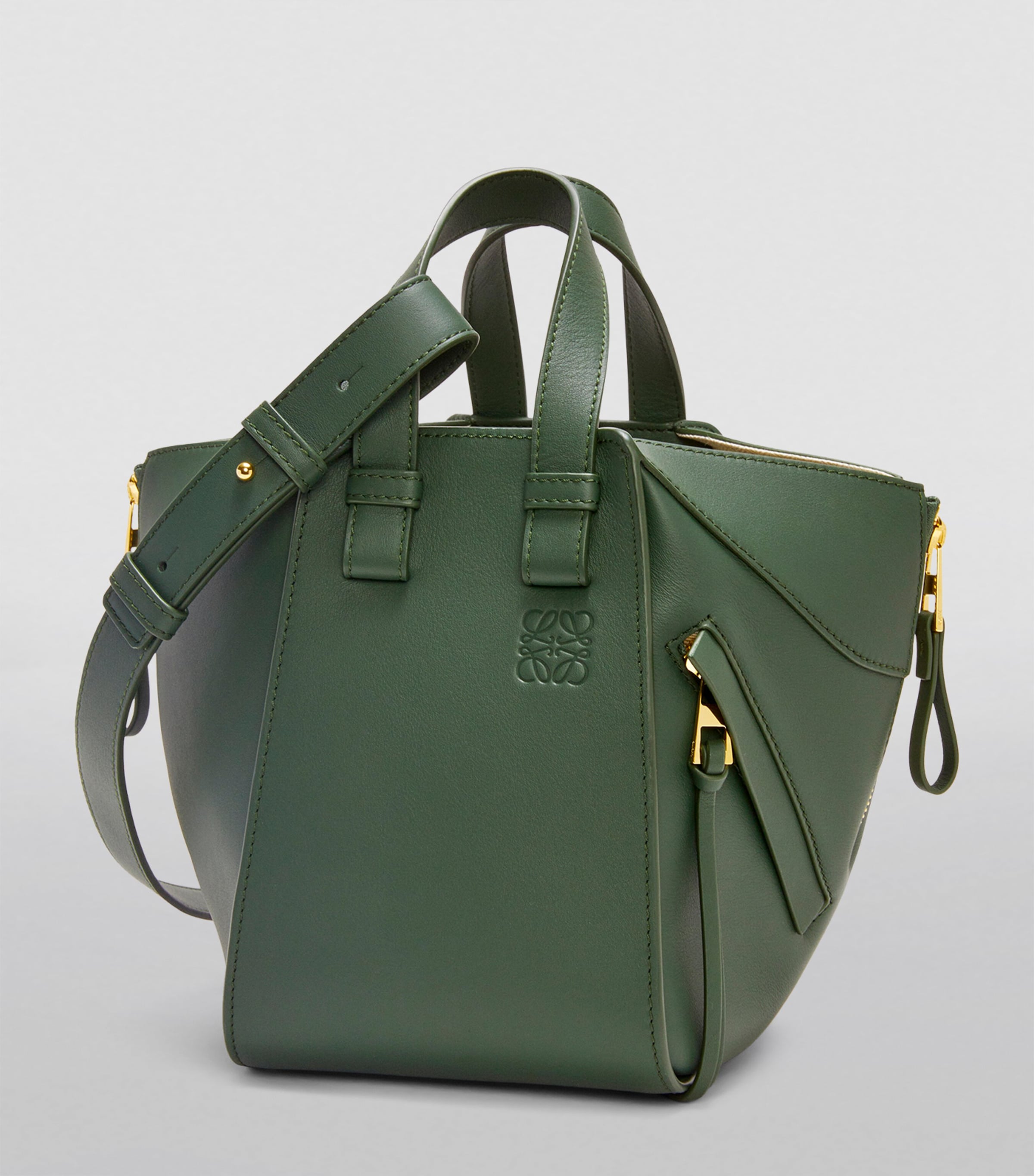 Leather Hammock Top-Handle Bag BOTTLE GREEN Image 5