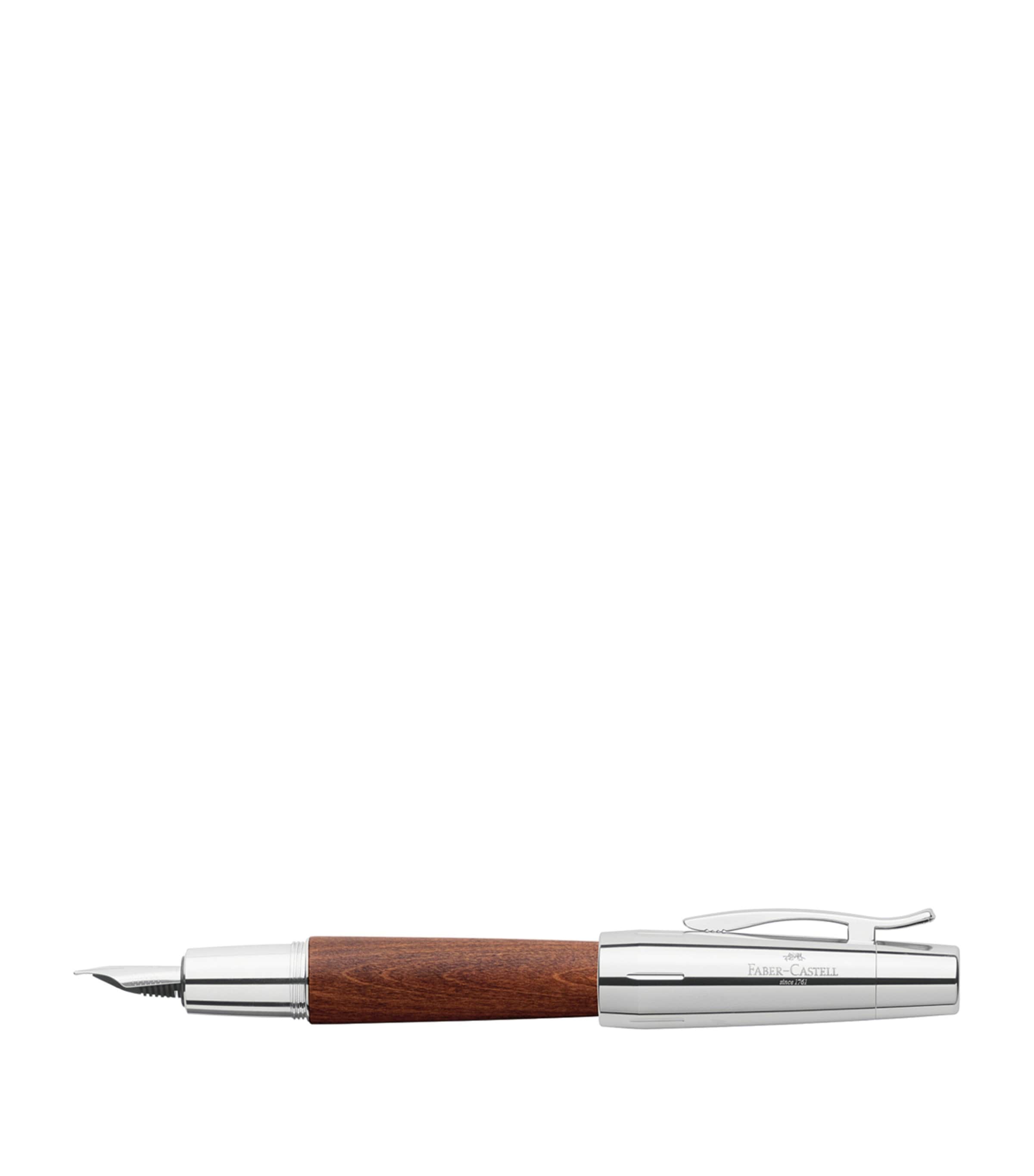 Faber-Castell E-Motion Pearwood Fountain Pen Chrome/wood Brown Image 1