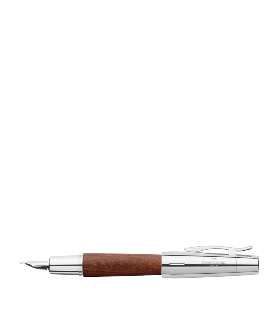 Faber-Castell E-Motion Pearwood Fountain Pen Chrome/wood Brown Image 1
