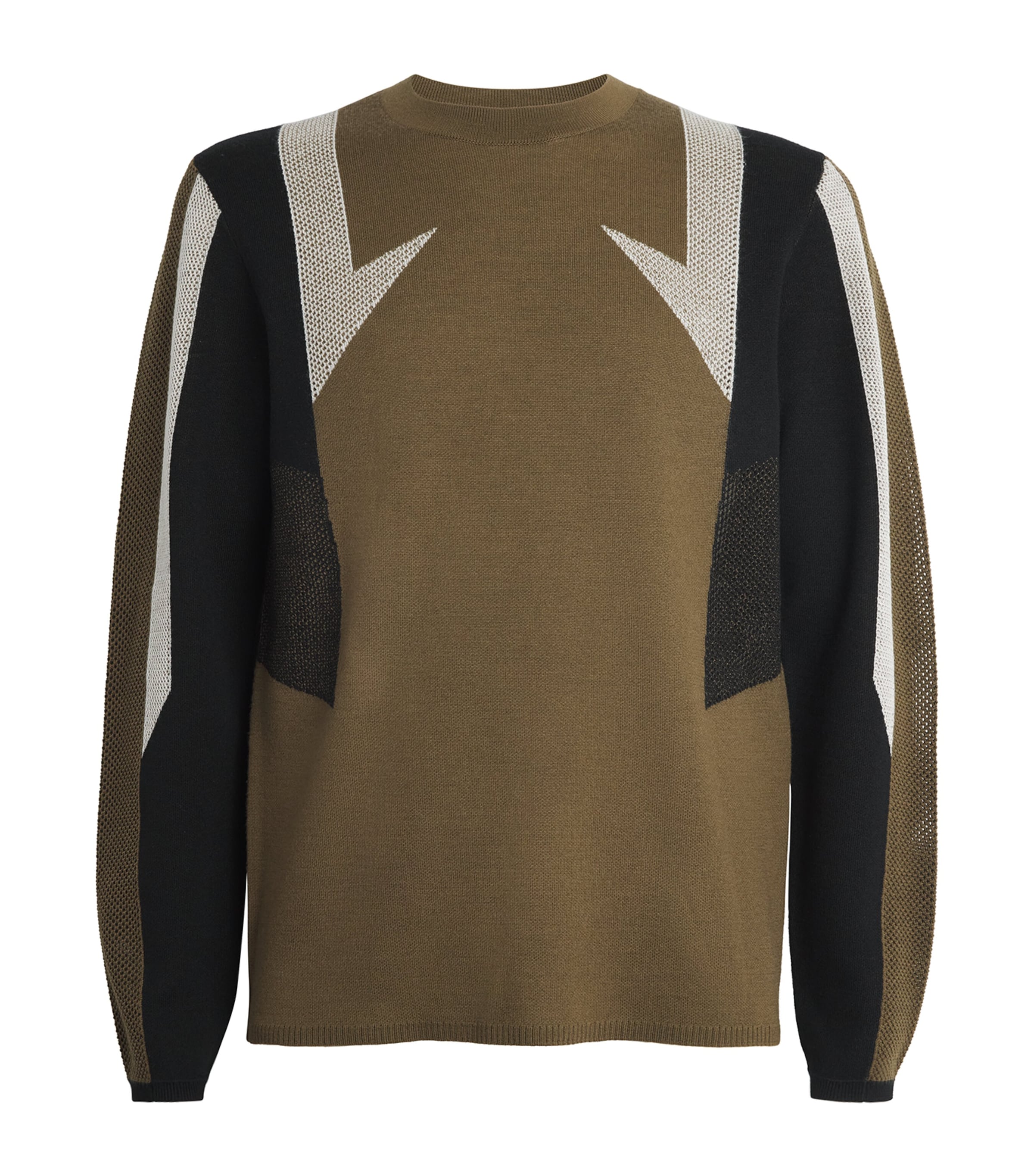 Helmut Lang Wool Geometric Sweater In Brown