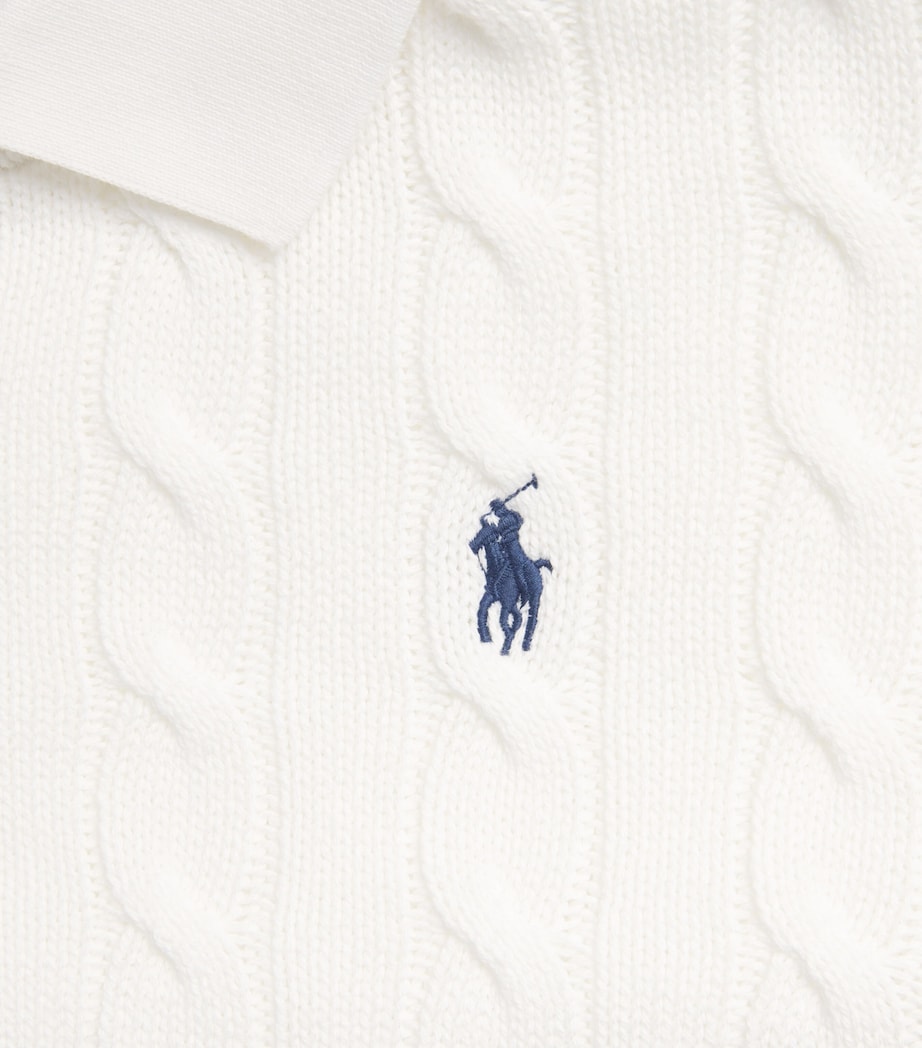 Polo Ralph Lauren Womens Cotton Cable-Knit Polo Collar Sweater White Image 6