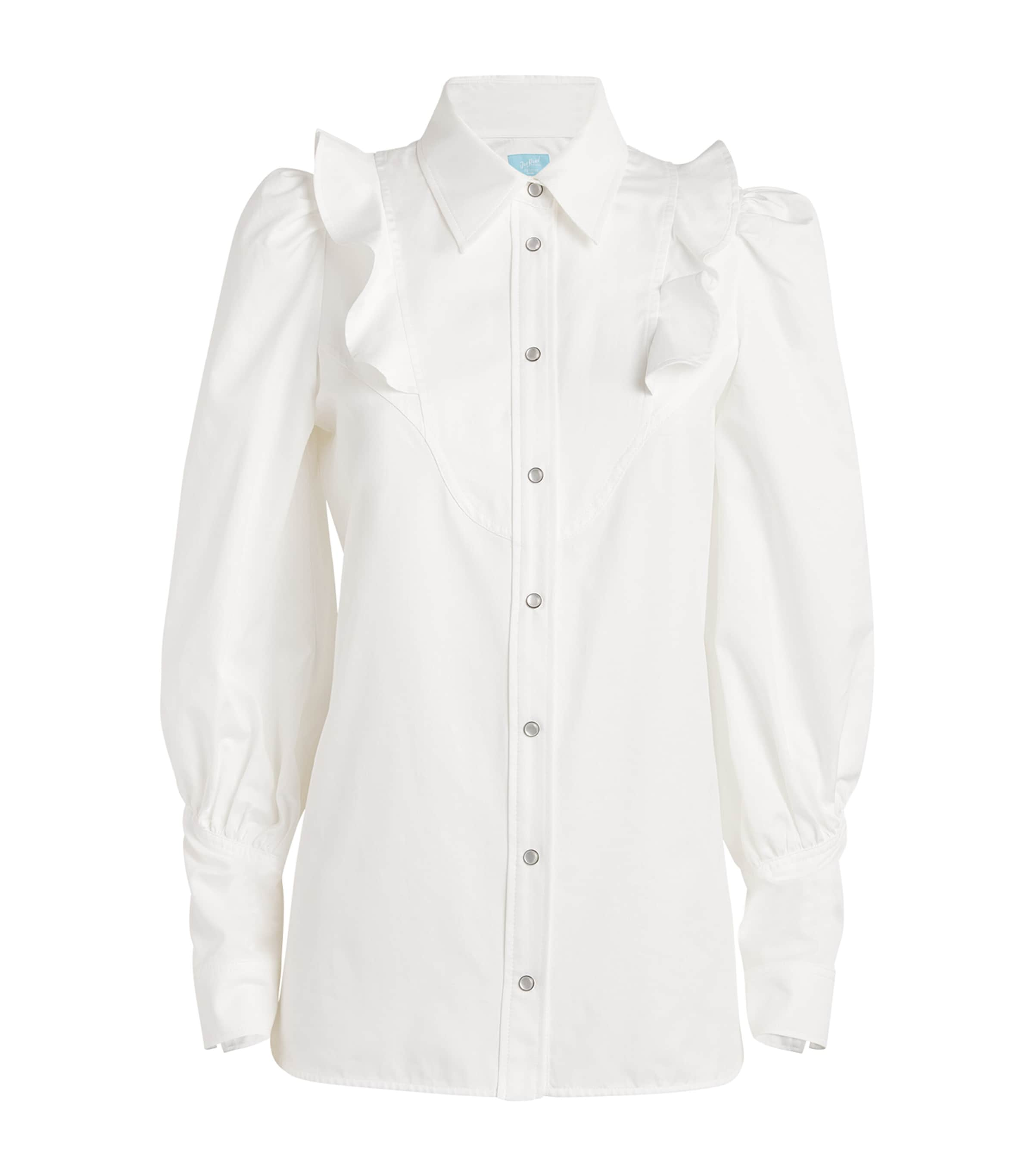 Shop Weekend Max Mara Cotton Ruffle-detail Shirt In White