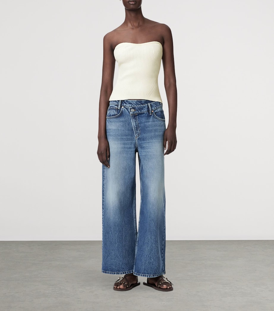 AllSaints Womens Knitted Bandeau Cruz Top Chalk White Image 2