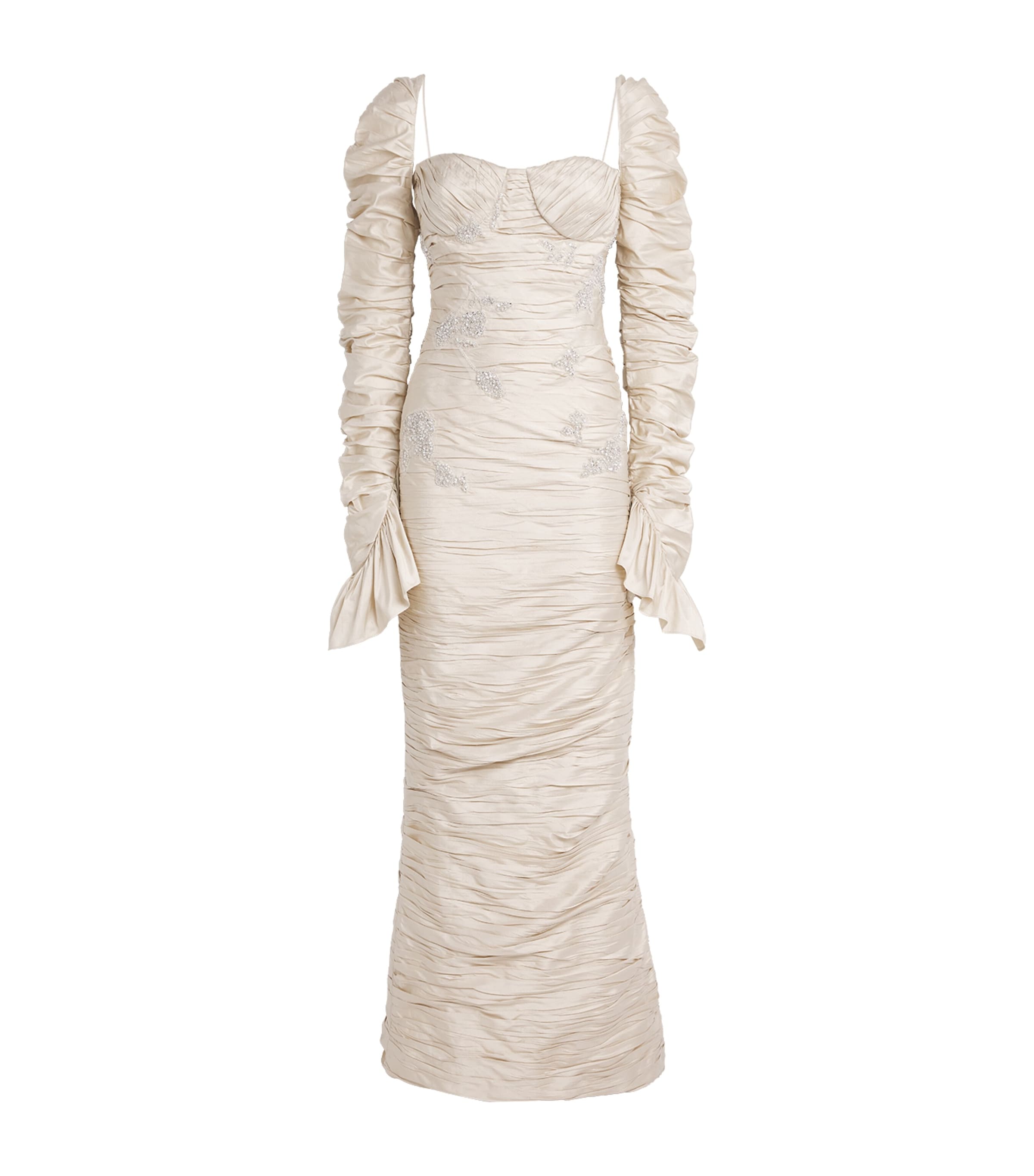 Sandra Mansour Womens Silk Embellished Daydream Gown Asis C White Image 1