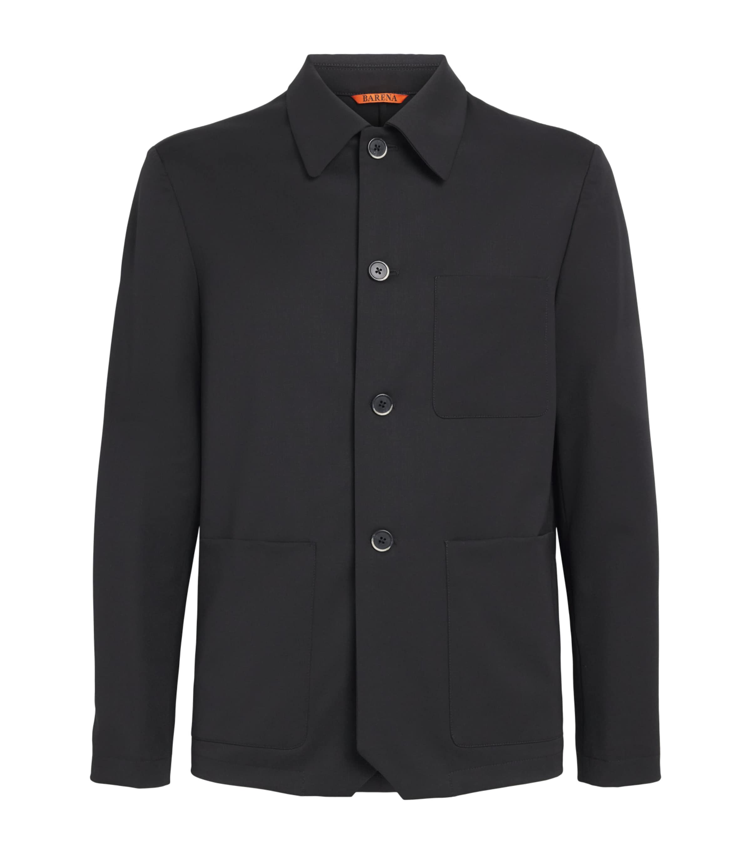 Barena Mens Stretch-Wool Gabardine Overshirt Nero Image 1