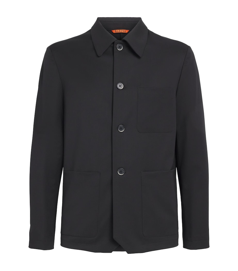 Barena Mens Stretch-Wool Gabardine Overshirt Nero Image 1