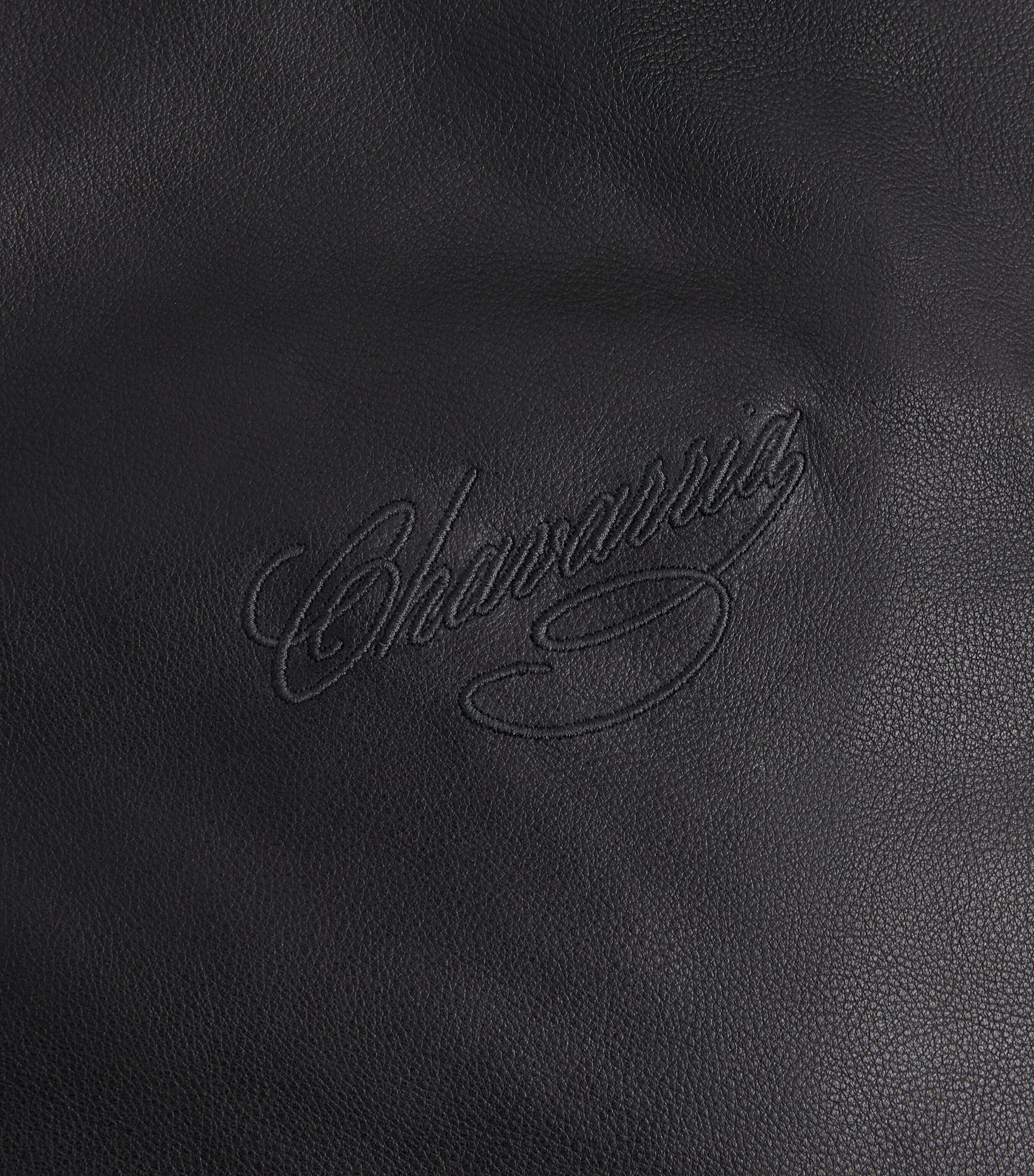 Willy Chavarria Mens x adidas Originals Leather Bomber Jacket Black Image 7