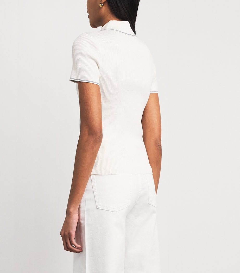 Maje Womens Rib-Knit Polo Shirt Ecru Image 4