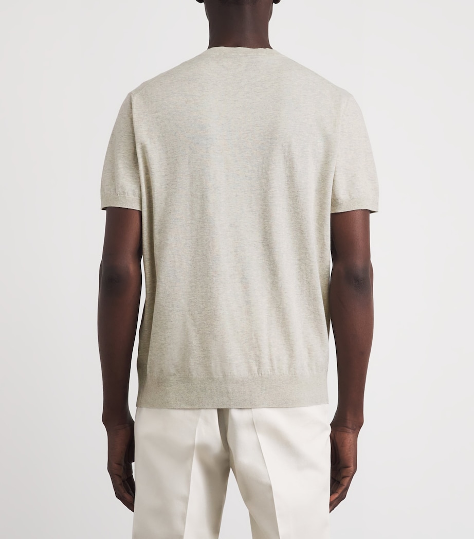 Corneliani Mens Silk-Cotton Short-Sleeve Sweater Grey Piece Dyed Image 5