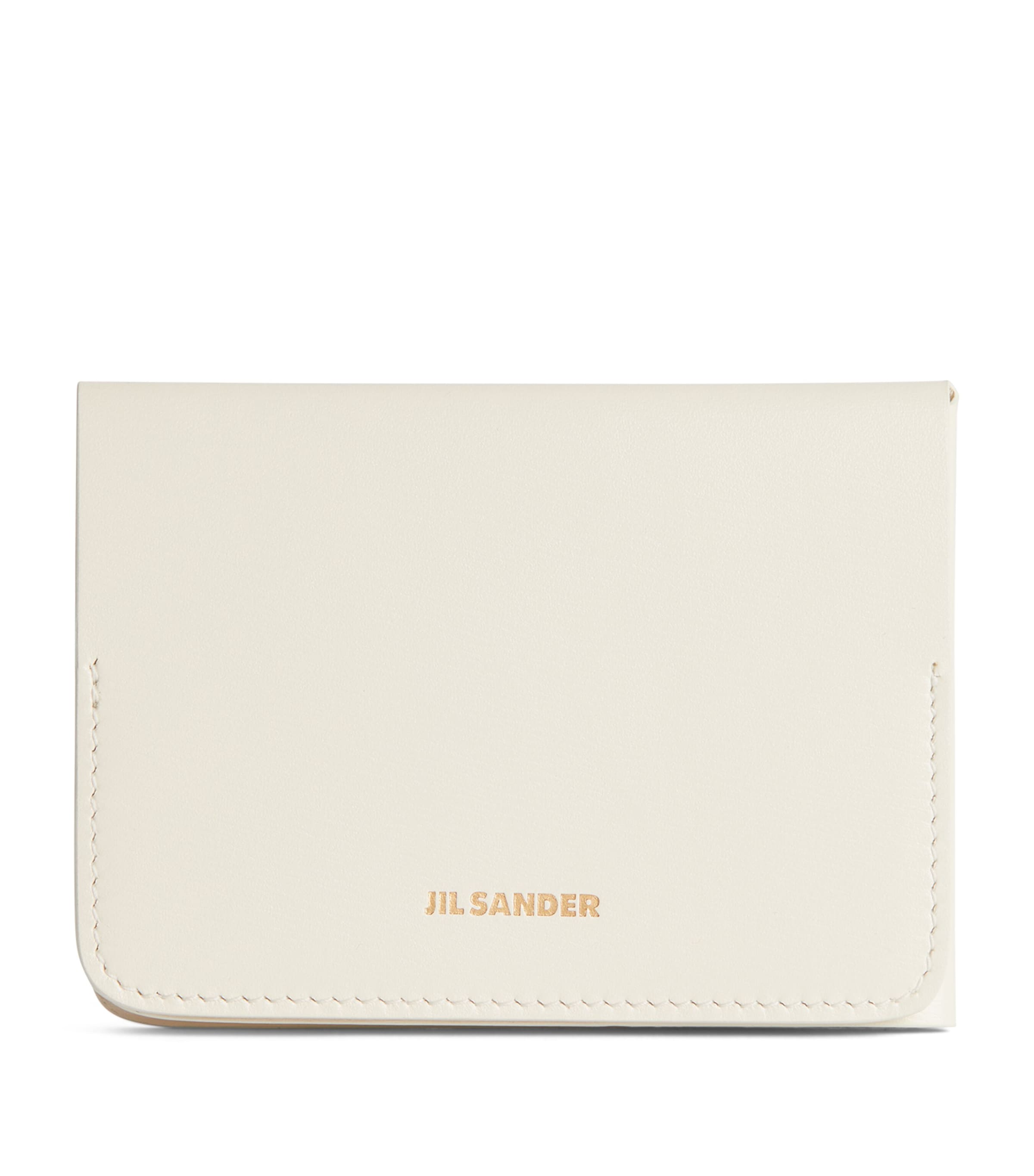 Jil Sander Leather Folded Card Holder In White