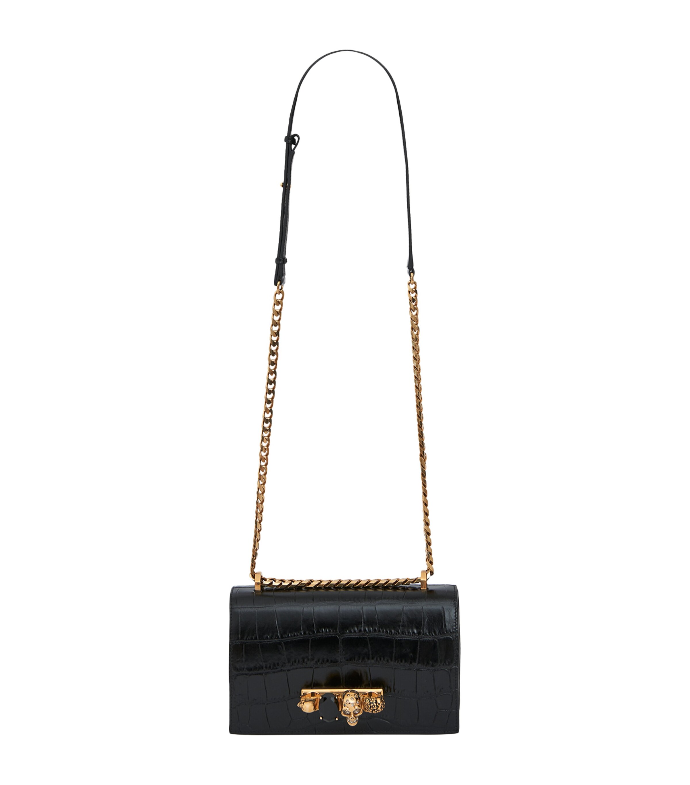 Alexander Mcqueen Alexander Mc Queen Jewelled Satchel Mini Leather Crossbody Bag In Black
