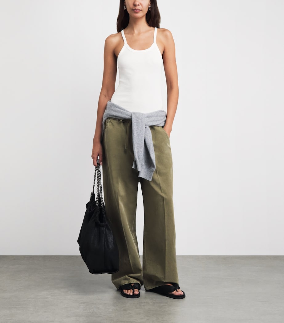 ÉTERNE Womens Cotton Ribbed Cami Top Ivory Image 2