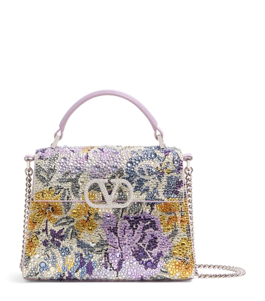 Valentino Garavani Mini Leather Embellished VSLING Top-Handle Bag Dak Image 1