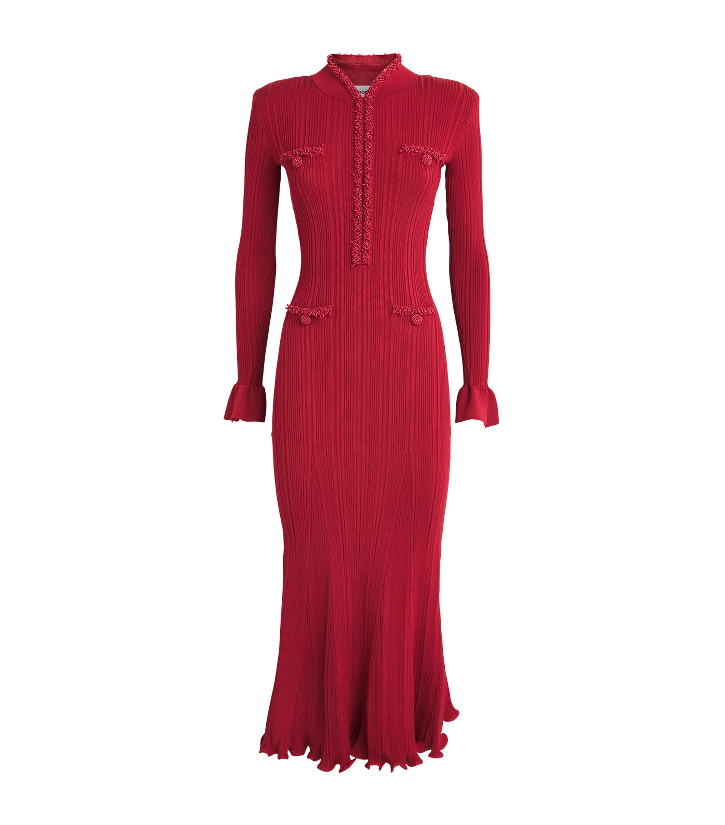 Self-Portrait Red Knitted Embellished Maxi Dress | Harrods US