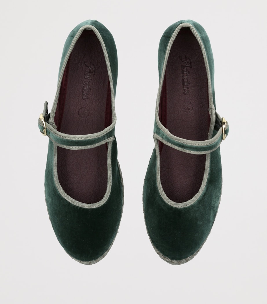 Flabelus Velvet Jay Mary Janes Teal Image 4