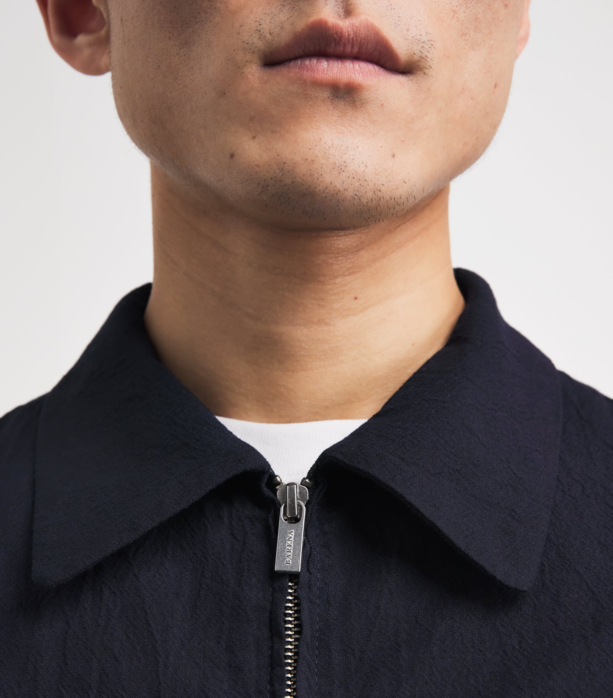 Barena Mens Cotton-Blend Crinkle Overshirt Navy Image 3