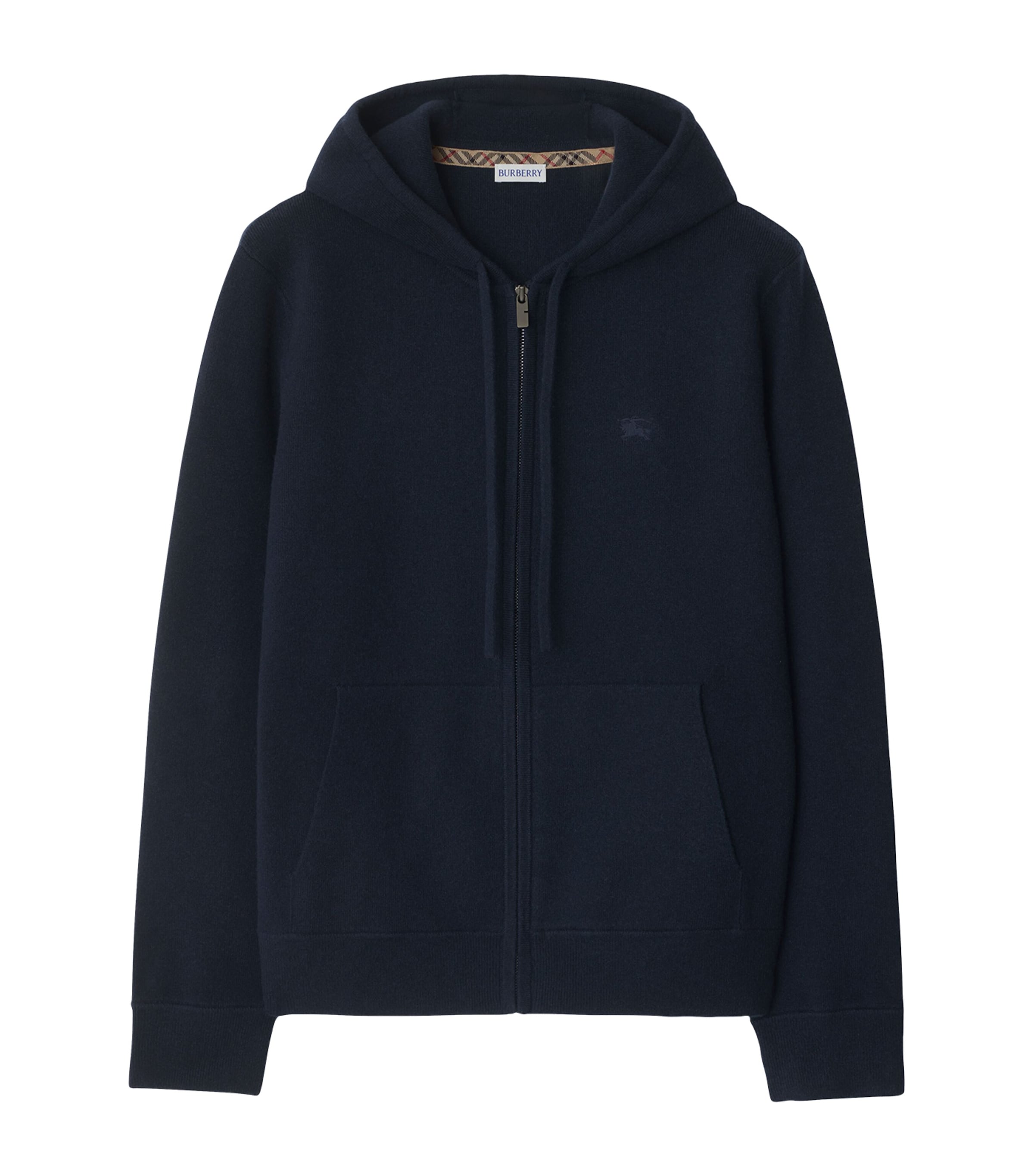 Cashmere-Blend Zip-Up Slim Hoodie NAVY Image 1