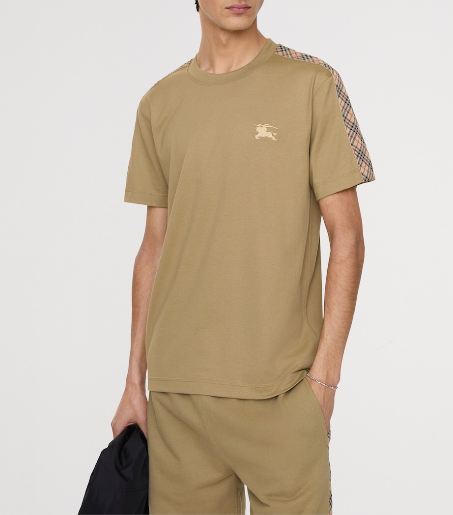 Burberry Mens Check-Trim T-Shirt Sparrow Beige Image 2