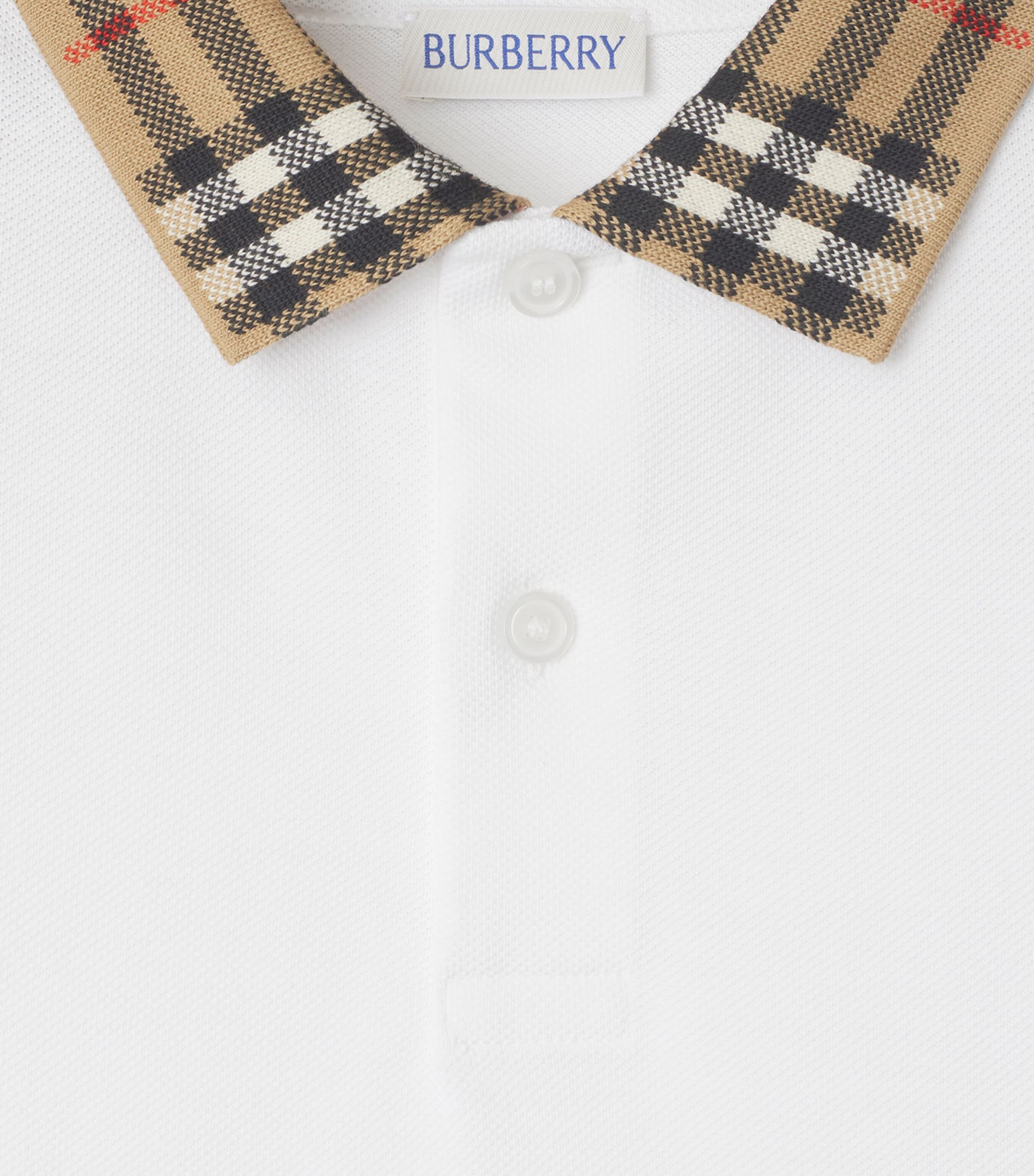 Cotton Check Collar Polo Shirt (3-12 Years) WHITE Image 3